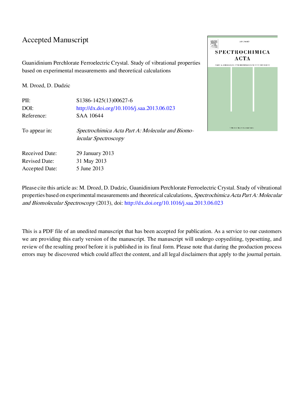 Guanidinium perchlorate ferroelectric crystal. Study of vibrational properties based on experimental measurements and theoretical calculations