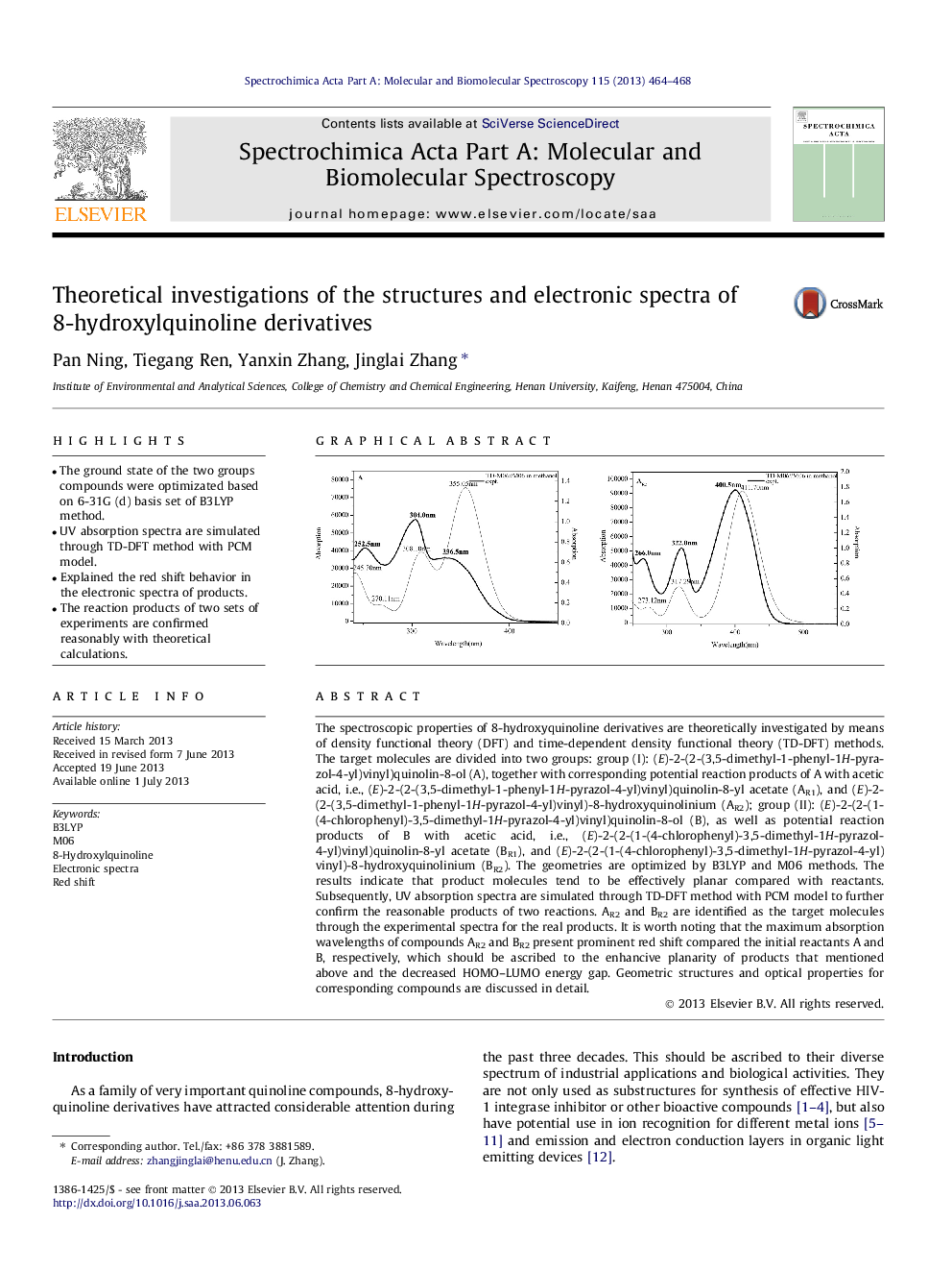 Theoretical investigations of the structures and electronic spectra of 8-hydroxylquinoline derivatives