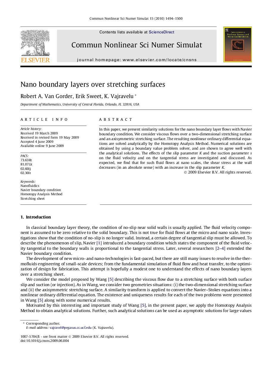 Nano boundary layers over stretching surfaces