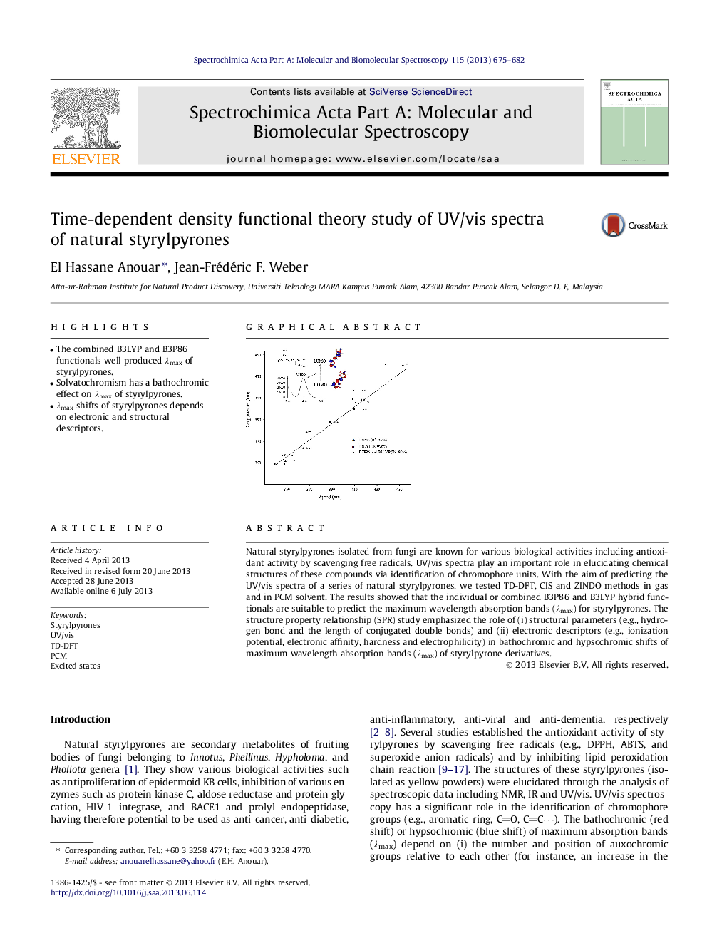 Time-dependent density functional theory study of UV/vis spectra of natural styrylpyrones