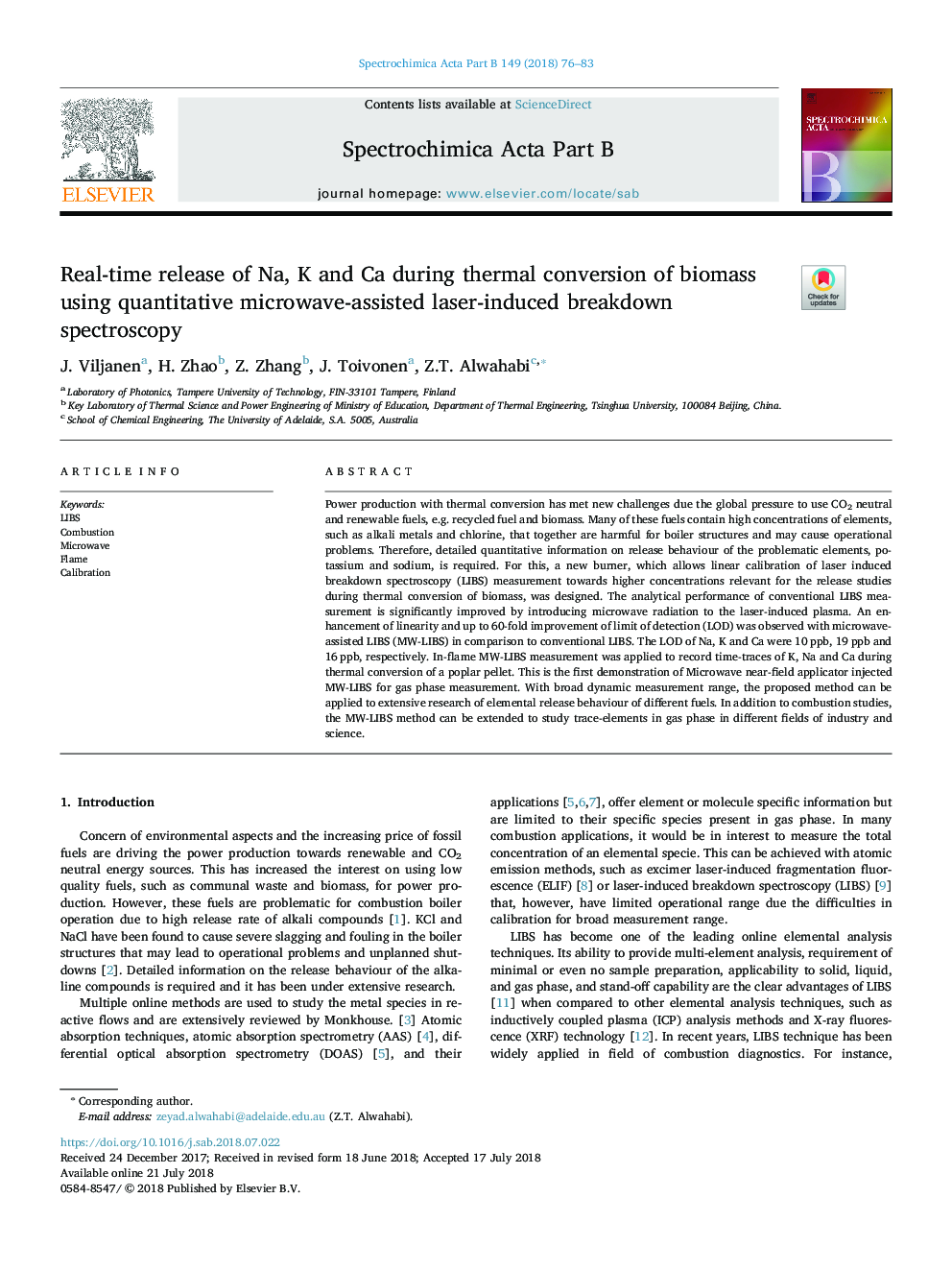 Real-time release of Na, K and Ca during thermal conversion of biomass using quantitative microwave-assisted laser-induced breakdown spectroscopy