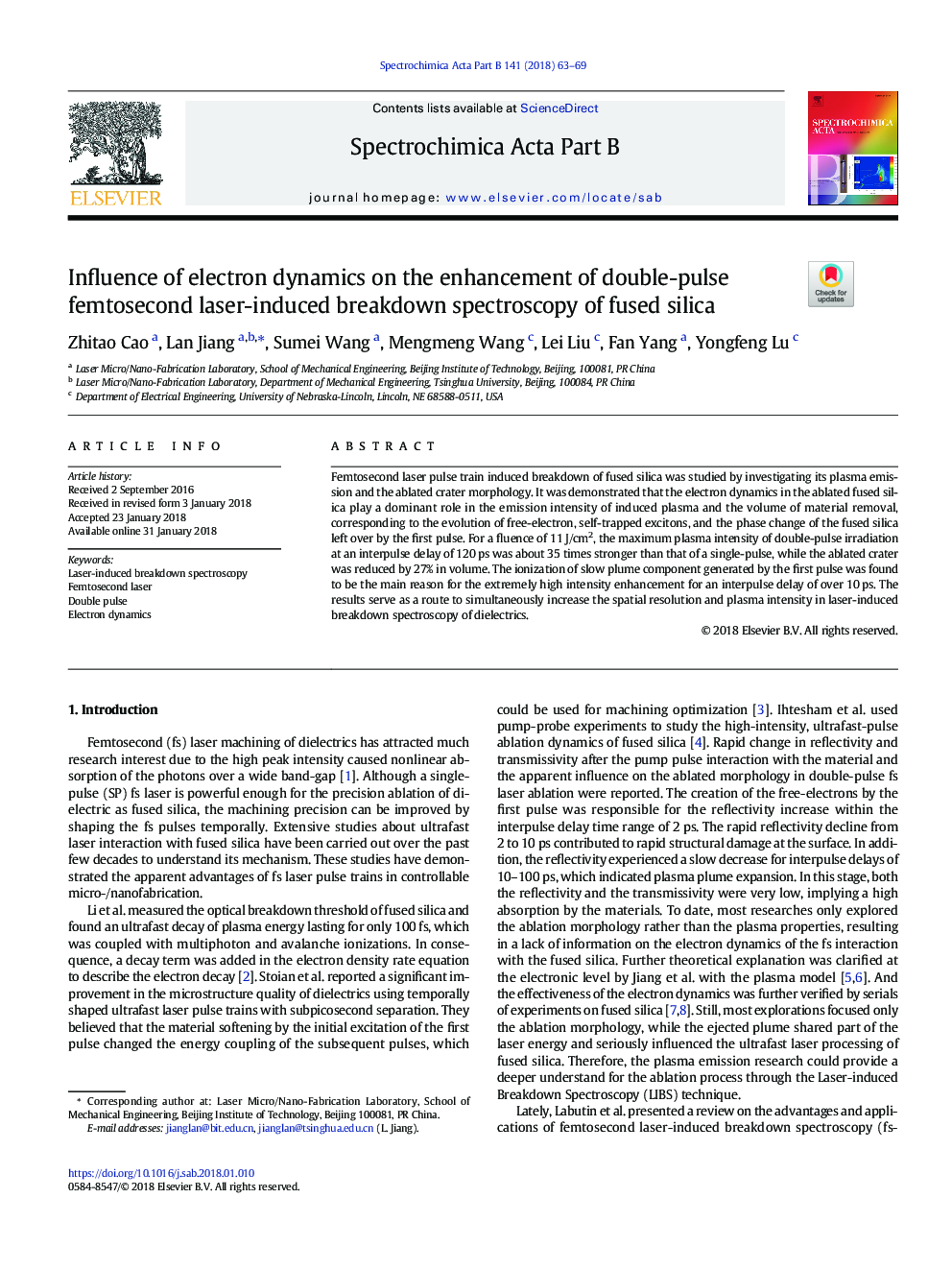 Influence of electron dynamics on the enhancement of double-pulse femtosecond laser-induced breakdown spectroscopy of fused silica