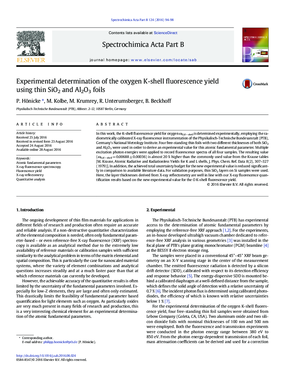 Experimental determination of the oxygen K-shell fluorescence yield using thin SiO2 and Al2O3 foils