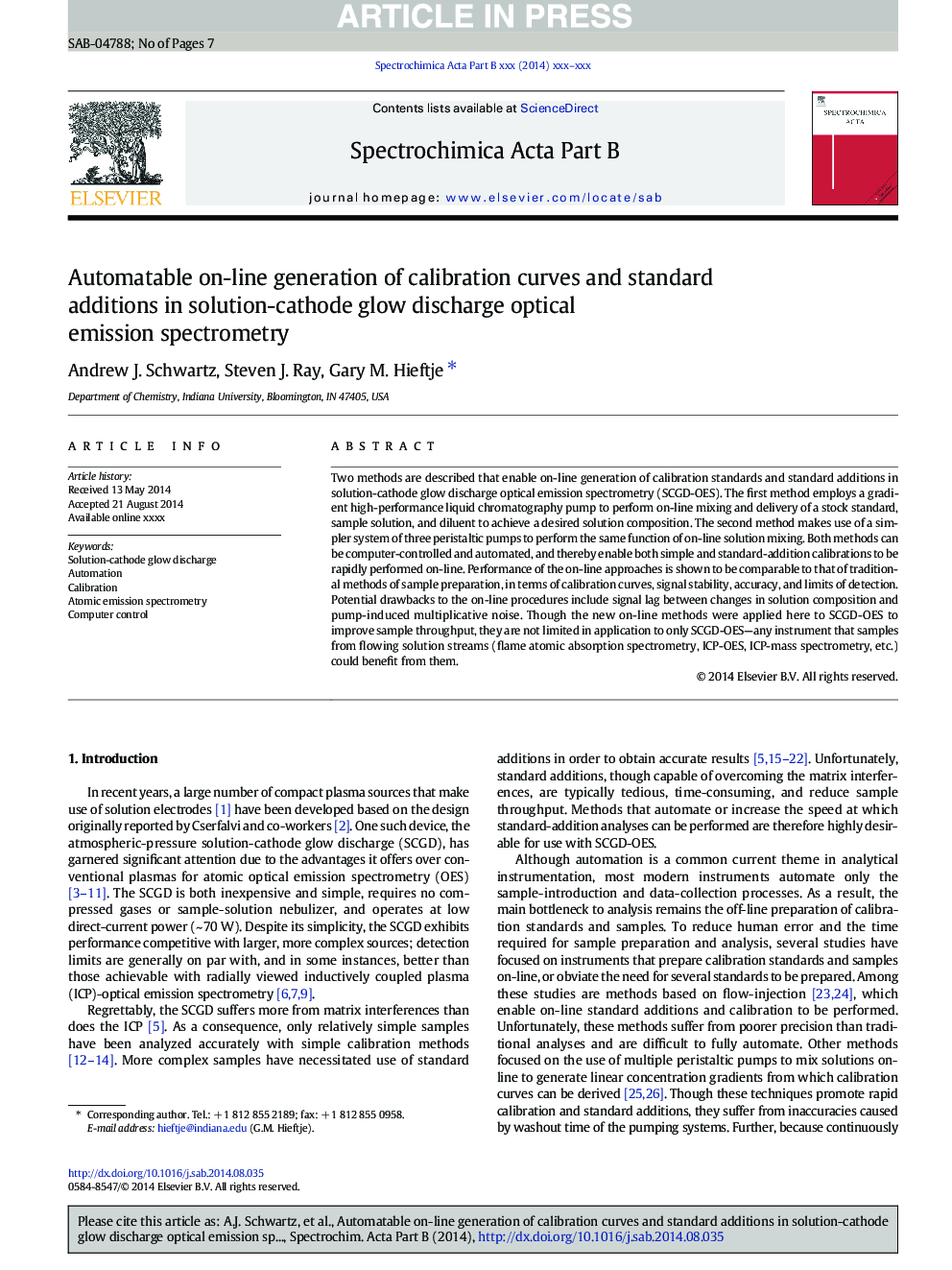 Automatable on-line generation of calibration curves and standard additions in solution-cathode glow discharge optical emission spectrometry