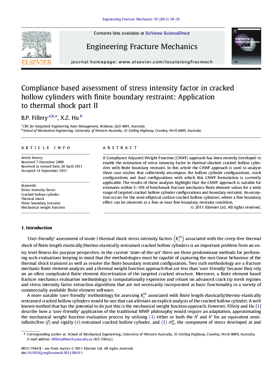 Compliance based assessment of stress intensity factor in cracked hollow cylinders with finite boundary restraint: Application to thermal shock part II