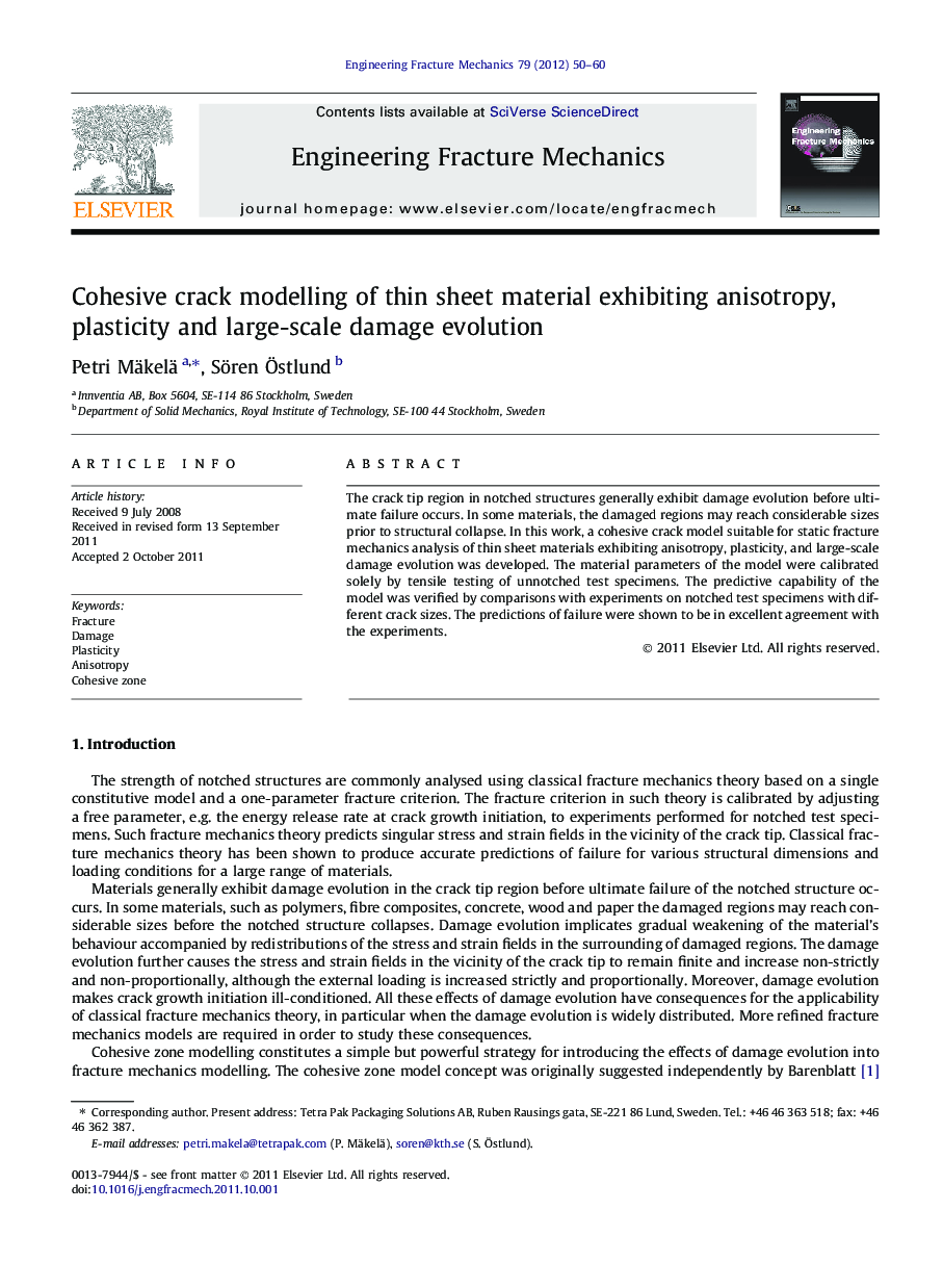 Cohesive crack modelling of thin sheet material exhibiting anisotropy, plasticity and large-scale damage evolution