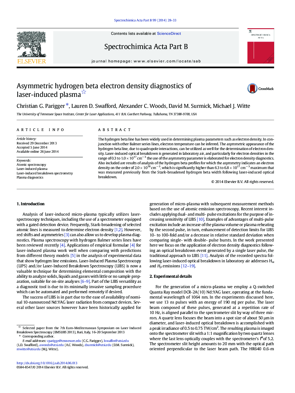 Asymmetric hydrogen beta electron density diagnostics of laser-induced plasma