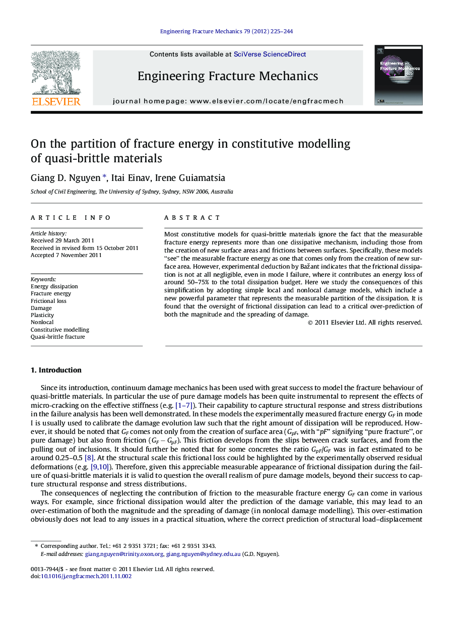 On the partition of fracture energy in constitutive modelling of quasi-brittle materials