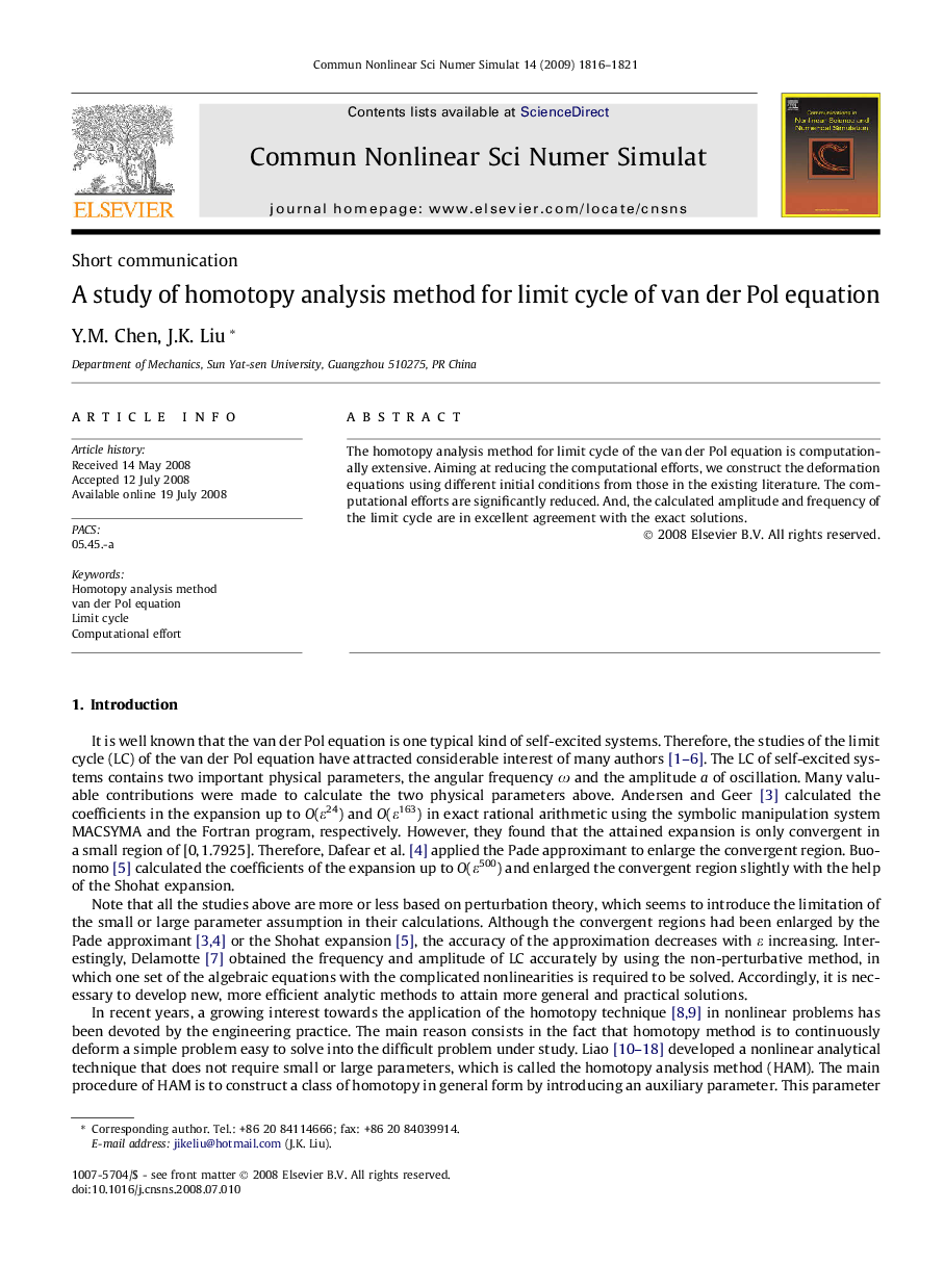 A study of homotopy analysis method for limit cycle of van der Pol equation