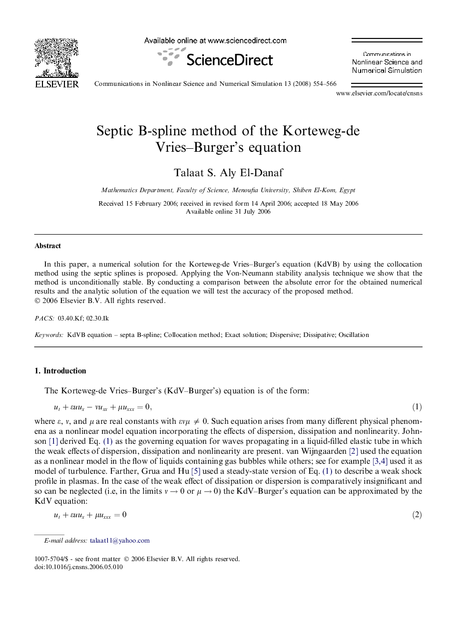 Septic B-spline method of the Korteweg-de Vries–Burger’s equation