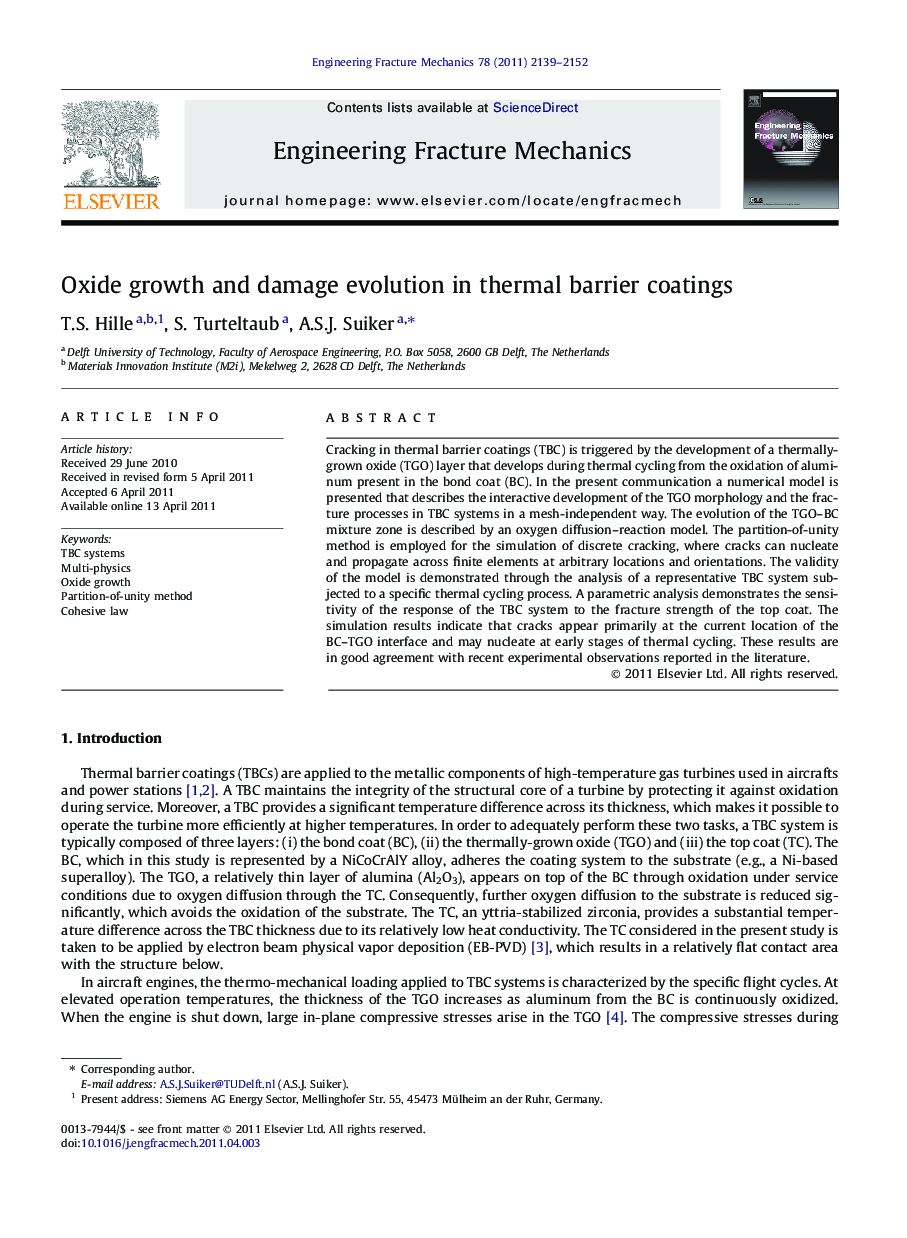 Oxide growth and damage evolution in thermal barrier coatings