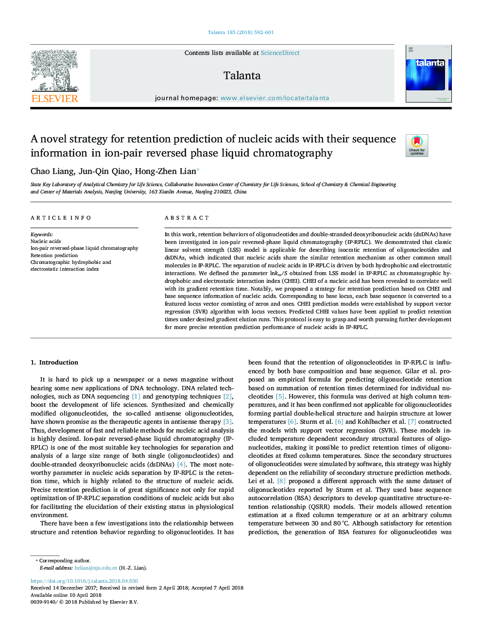 A novel strategy for retention prediction of nucleic acids with their sequence information in ion-pair reversed phase liquid chromatography