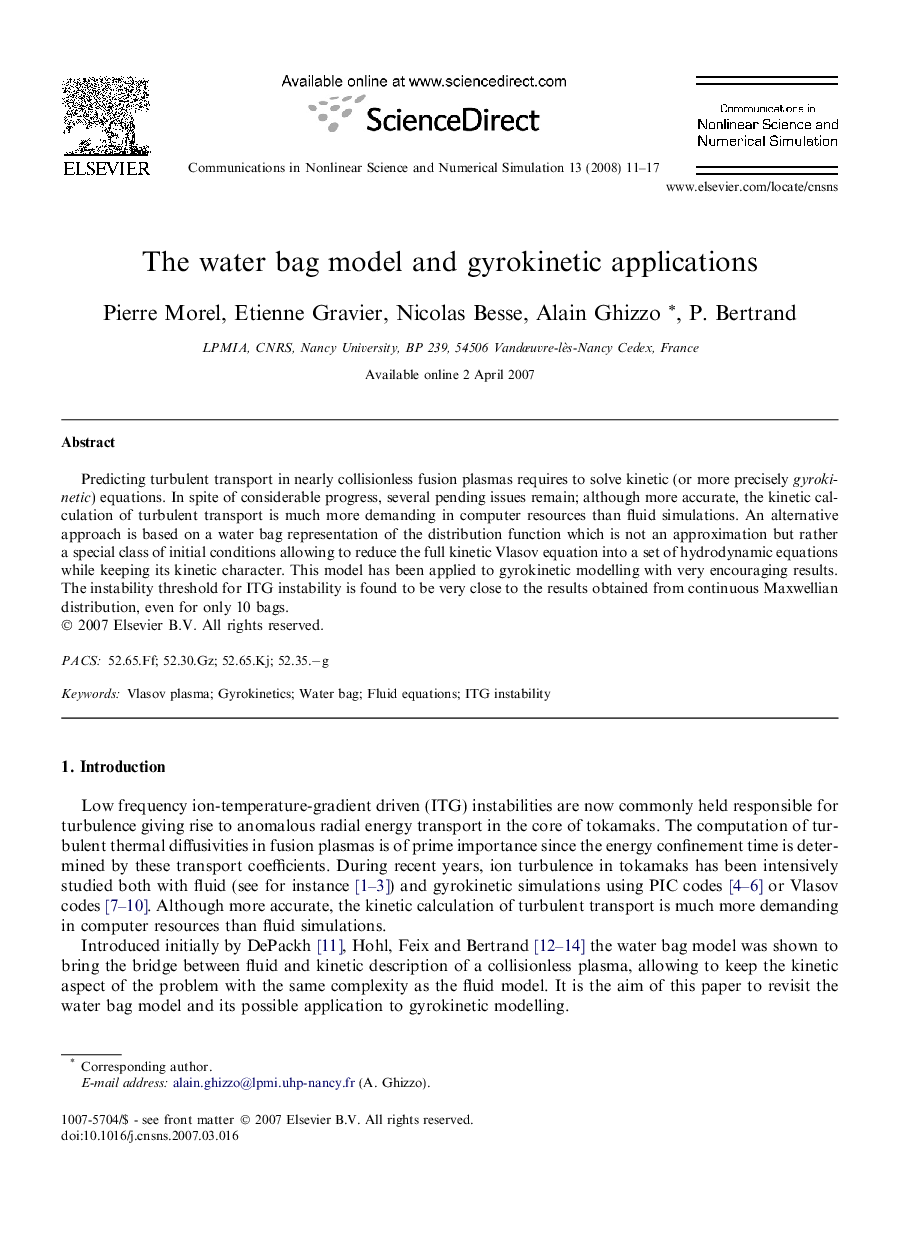 The water bag model and gyrokinetic applications