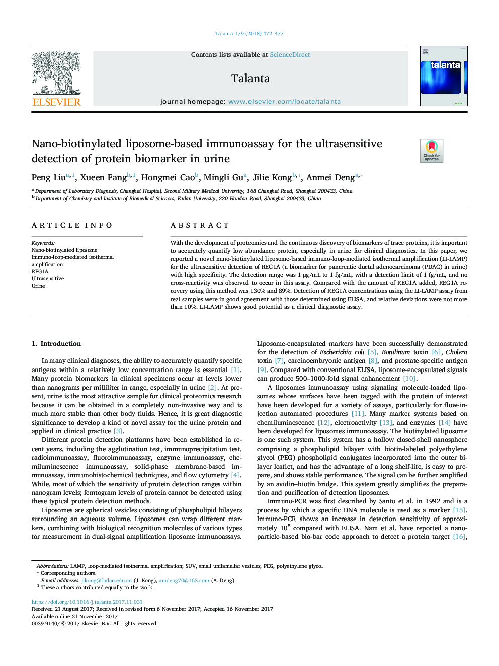 Nano-biotinylated liposome-based immunoassay for the ultrasensitive detection of protein biomarker in urine