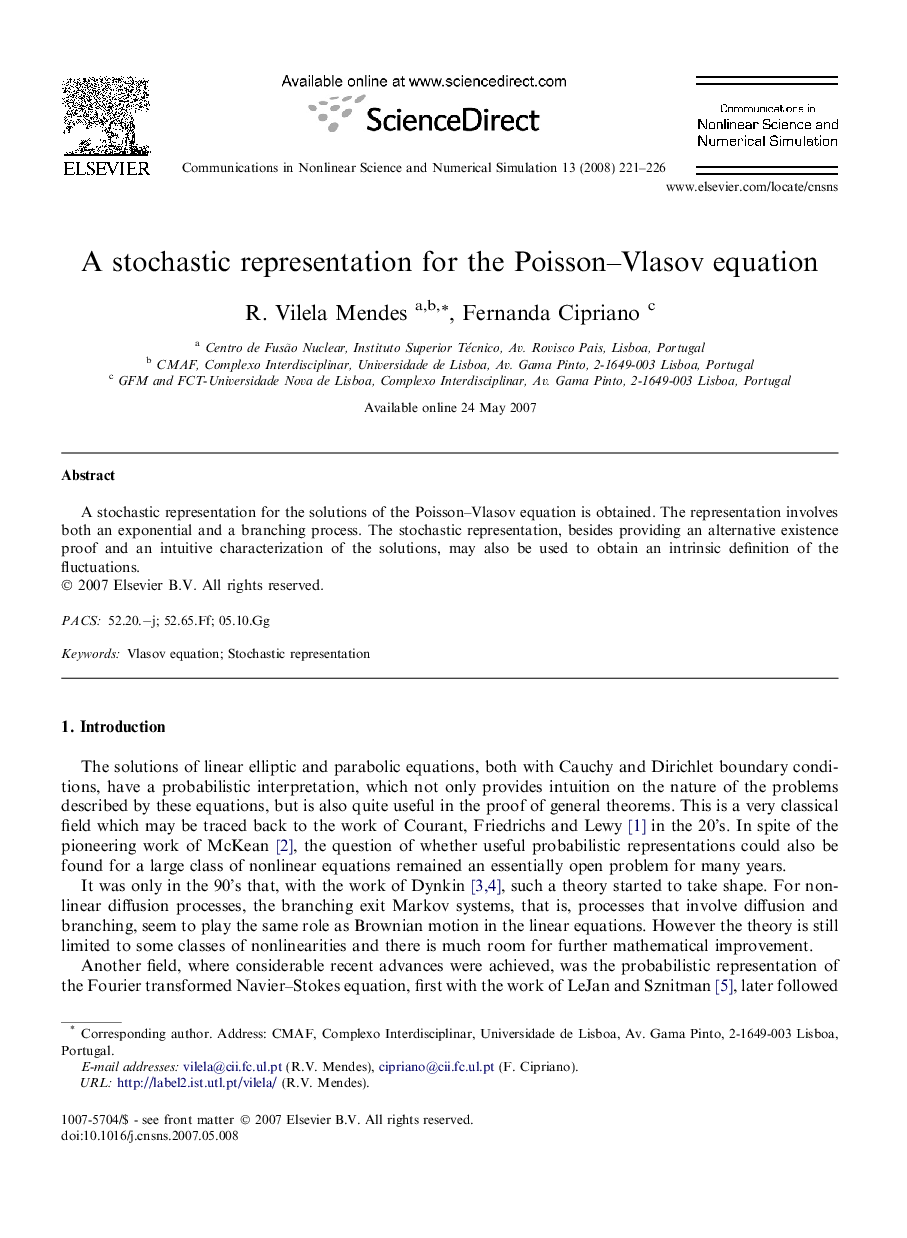 A stochastic representation for the Poisson-Vlasov equation