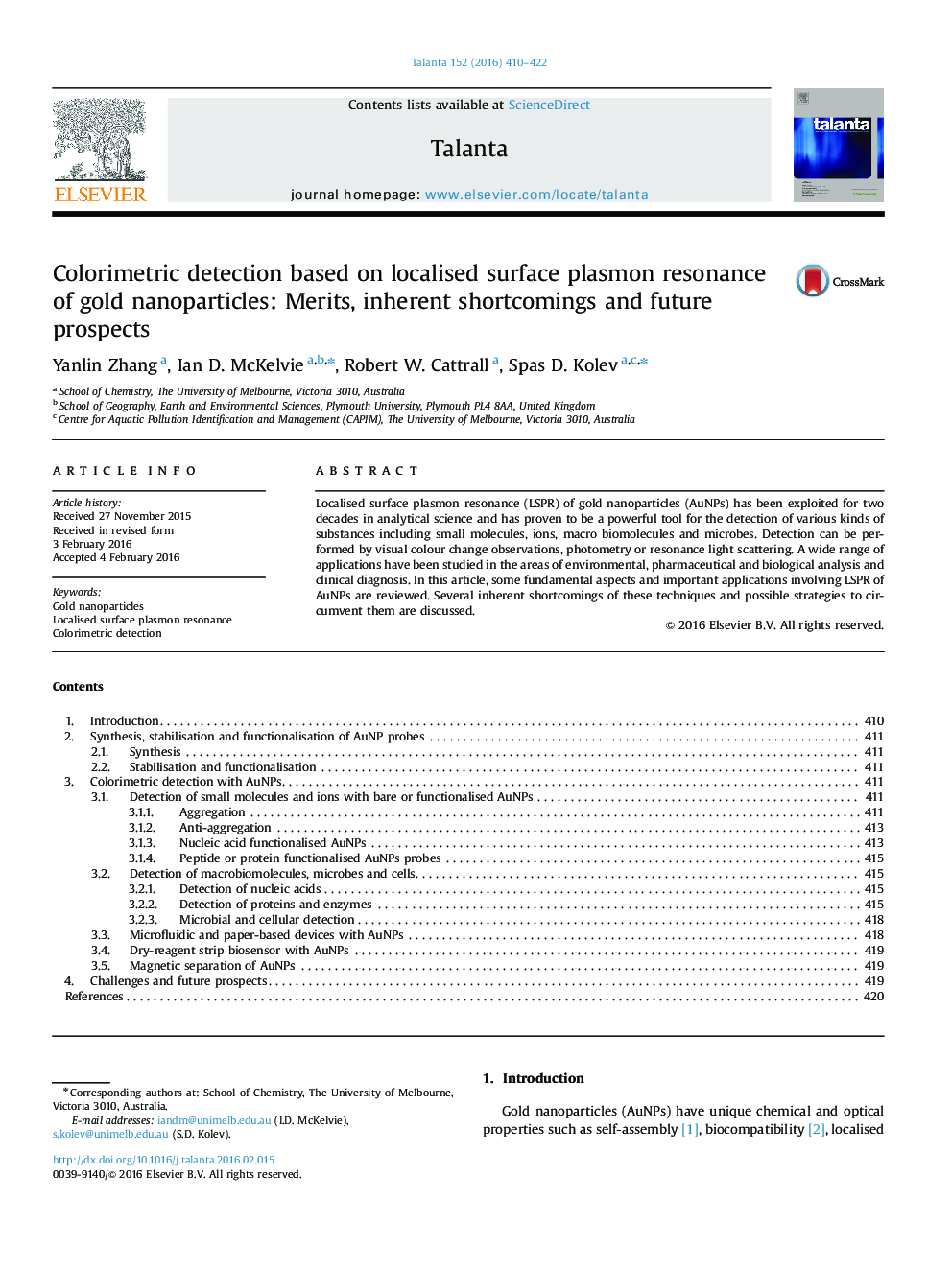 Colorimetric detection based on localised surface plasmon resonance of gold nanoparticles: Merits, inherent shortcomings and future prospects