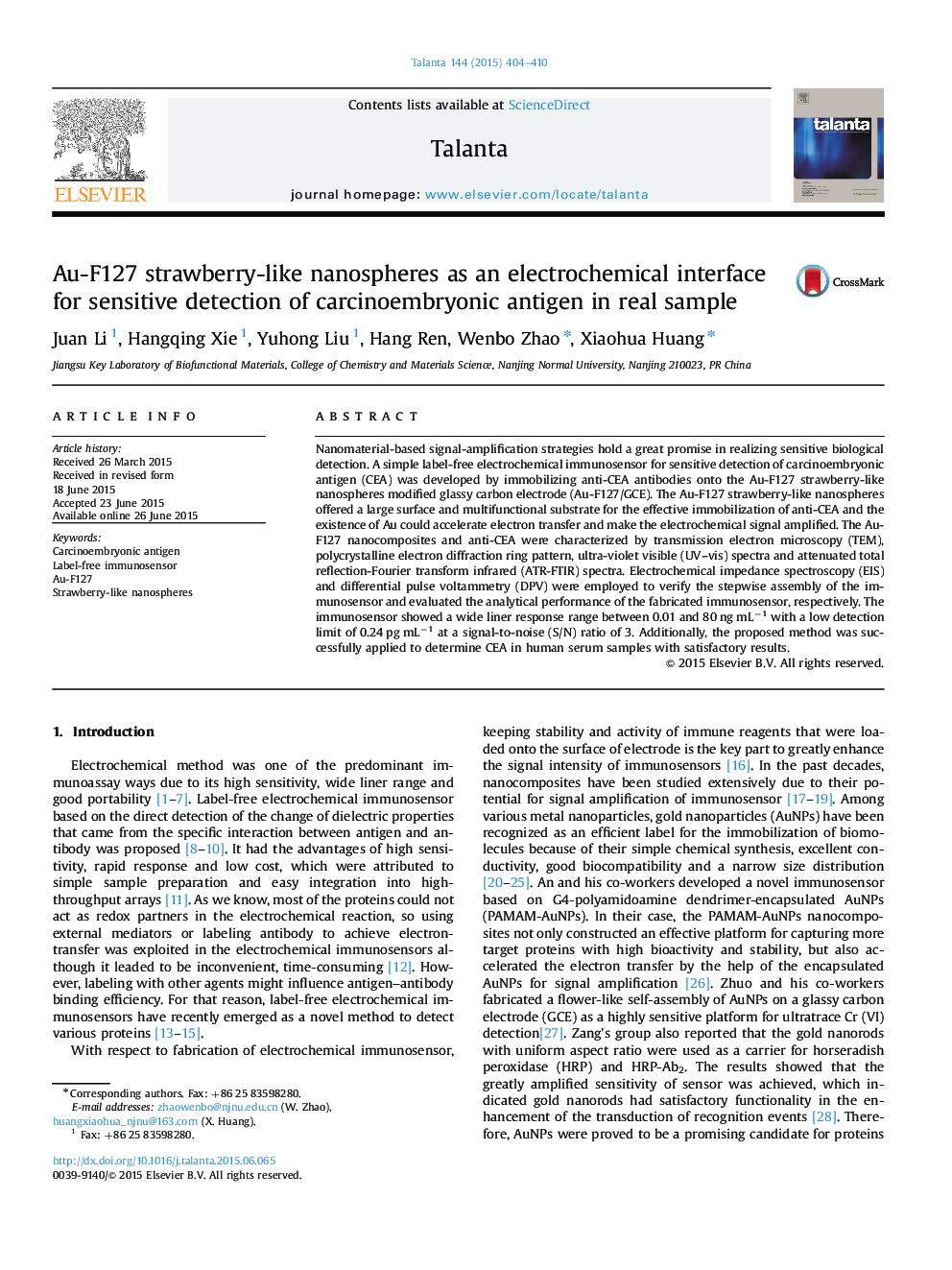 Au-F127 strawberry-like nanospheres as an electrochemical interface for sensitive detection of carcinoembryonic antigen in real sample