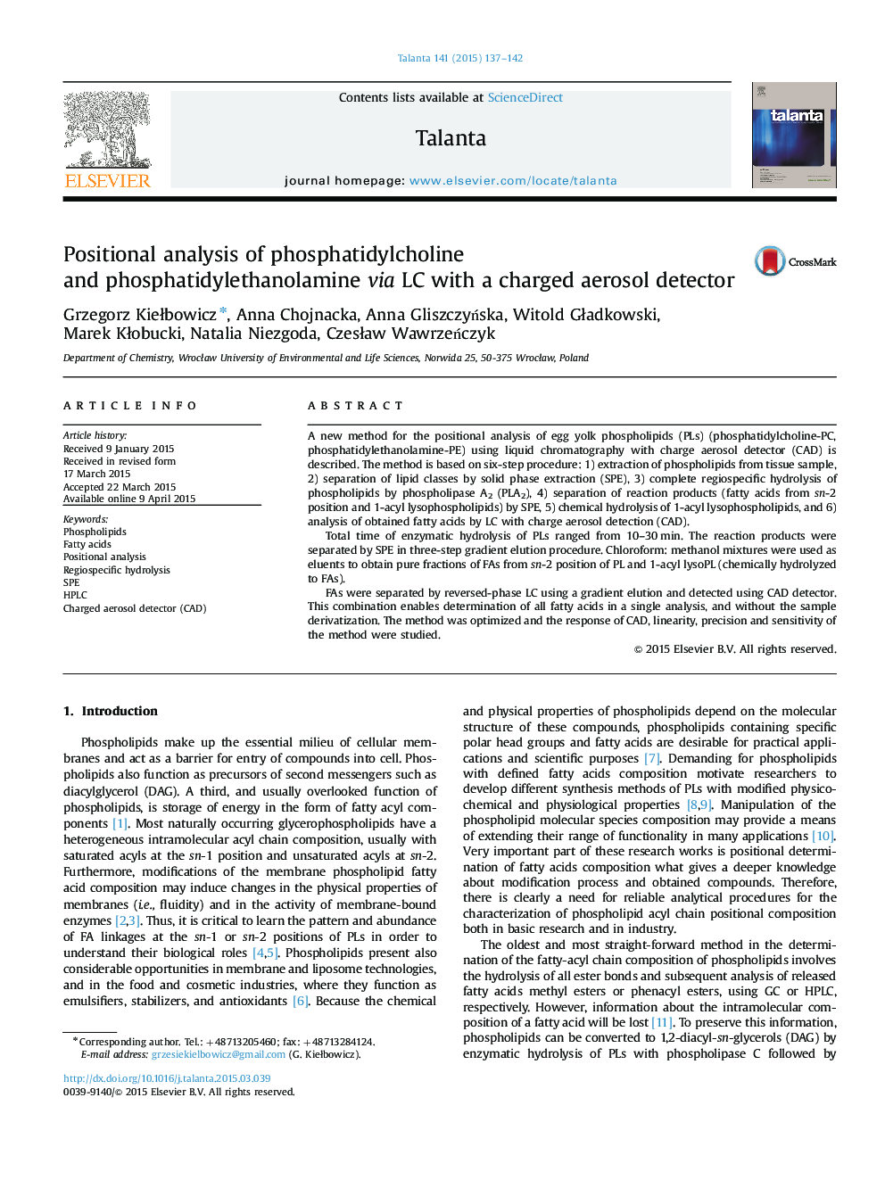 Positional analysis of phosphatidylcholine and phosphatidylethanolamine via LC with a charged aerosol detector