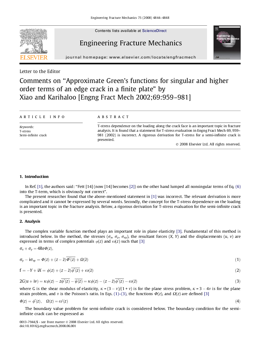 Comments on “Approximate Green’s functions for singular and higher order terms of an edge crack in a finite plate” by Xiao and Karihaloo [Engng Fract Mech 2002;69:959–981]