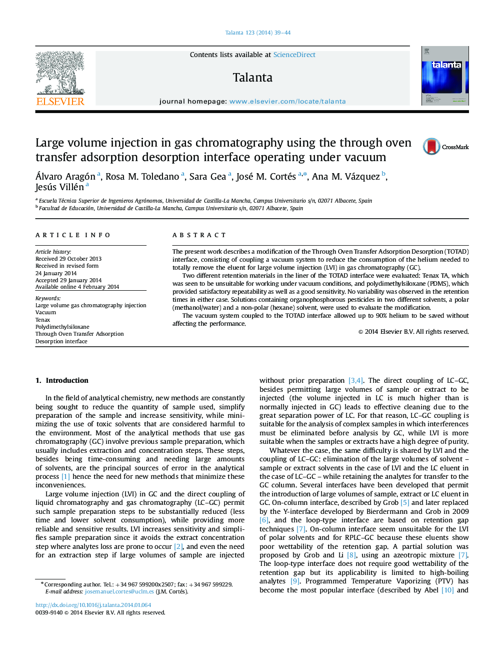 Large volume injection in gas chromatography using the through oven transfer adsorption desorption interface operating under vacuum