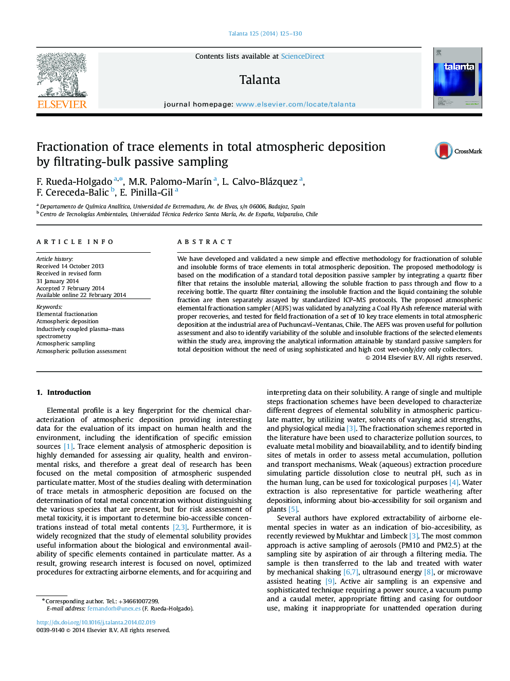 Fractionation of trace elements in total atmospheric deposition by filtrating-bulk passive sampling