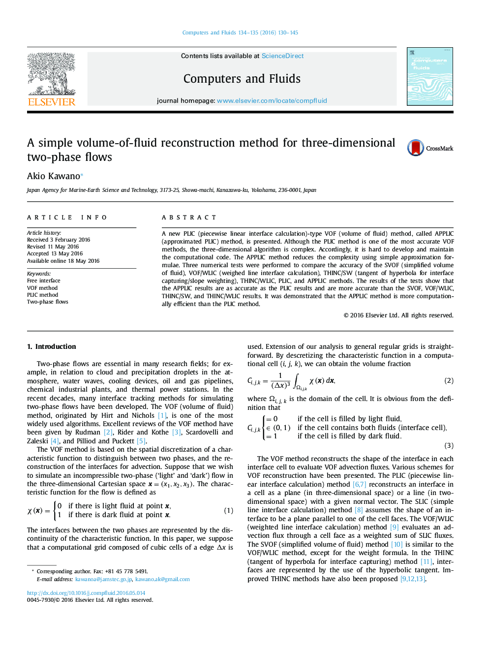 A simple volume-of-fluid reconstruction method for three-dimensional two-phase flows