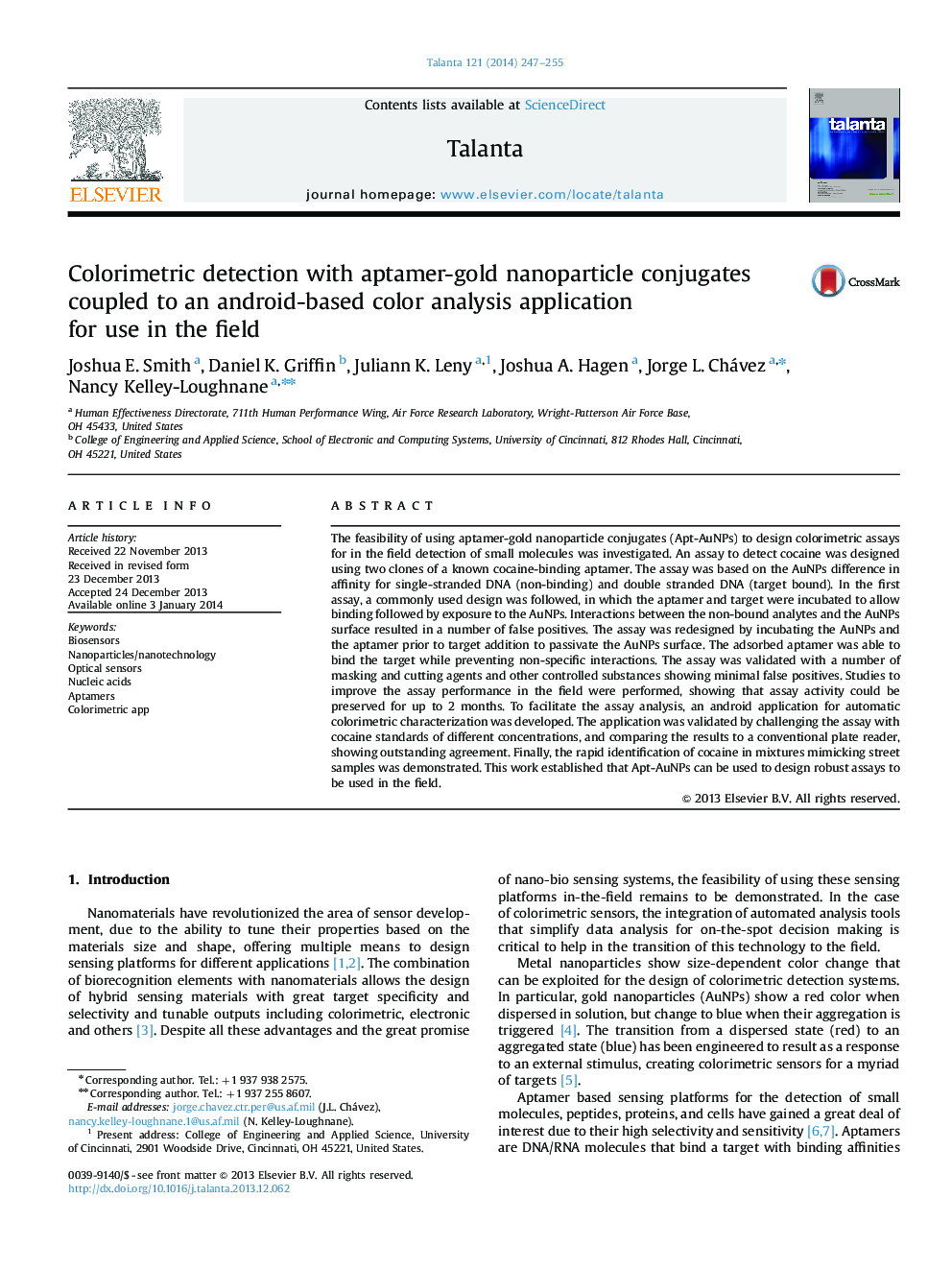 Colorimetric detection with aptamer-gold nanoparticle conjugates coupled to an android-based color analysis application for use in the field