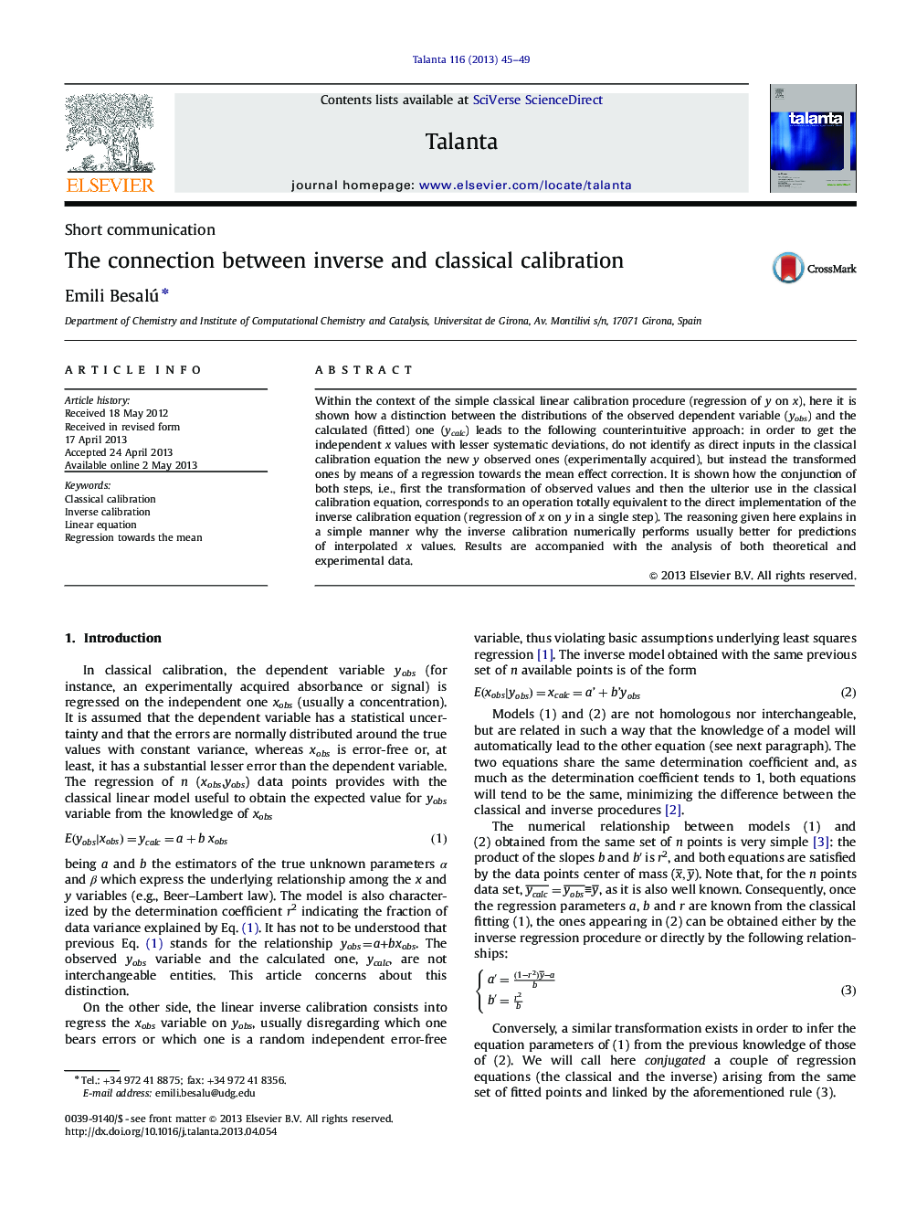 The connection between inverse and classical calibration