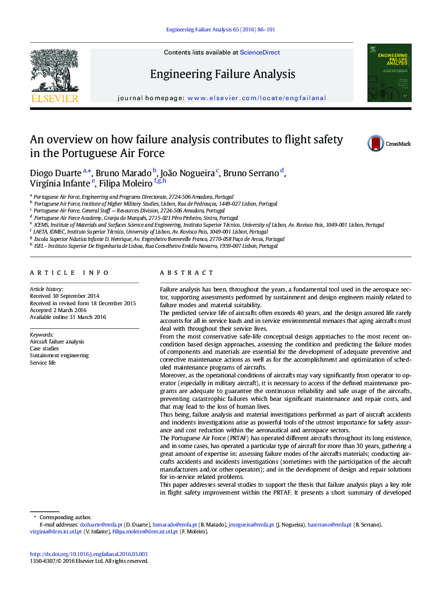 An overview on how failure analysis contributes to flight safety in the Portuguese Air Force