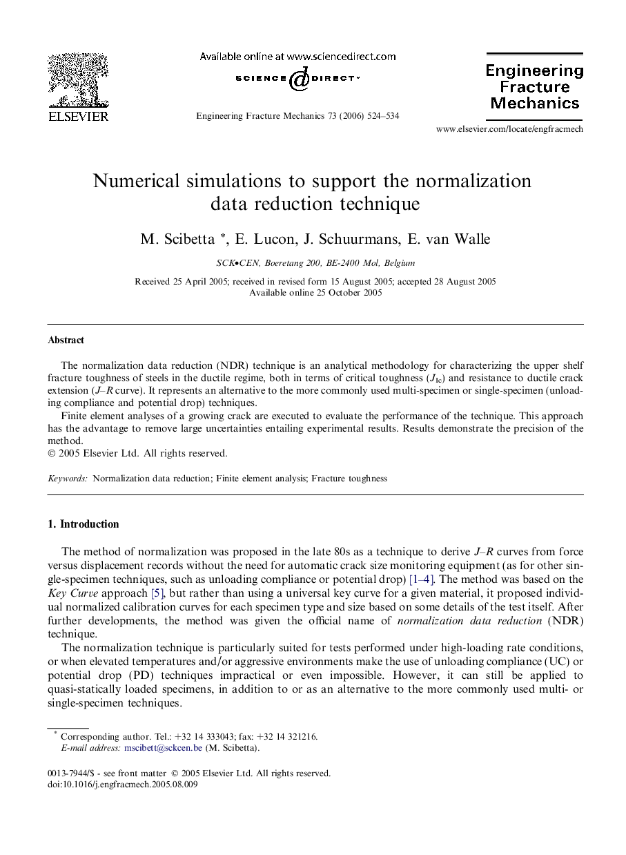 Numerical simulations to support the normalization data reduction technique