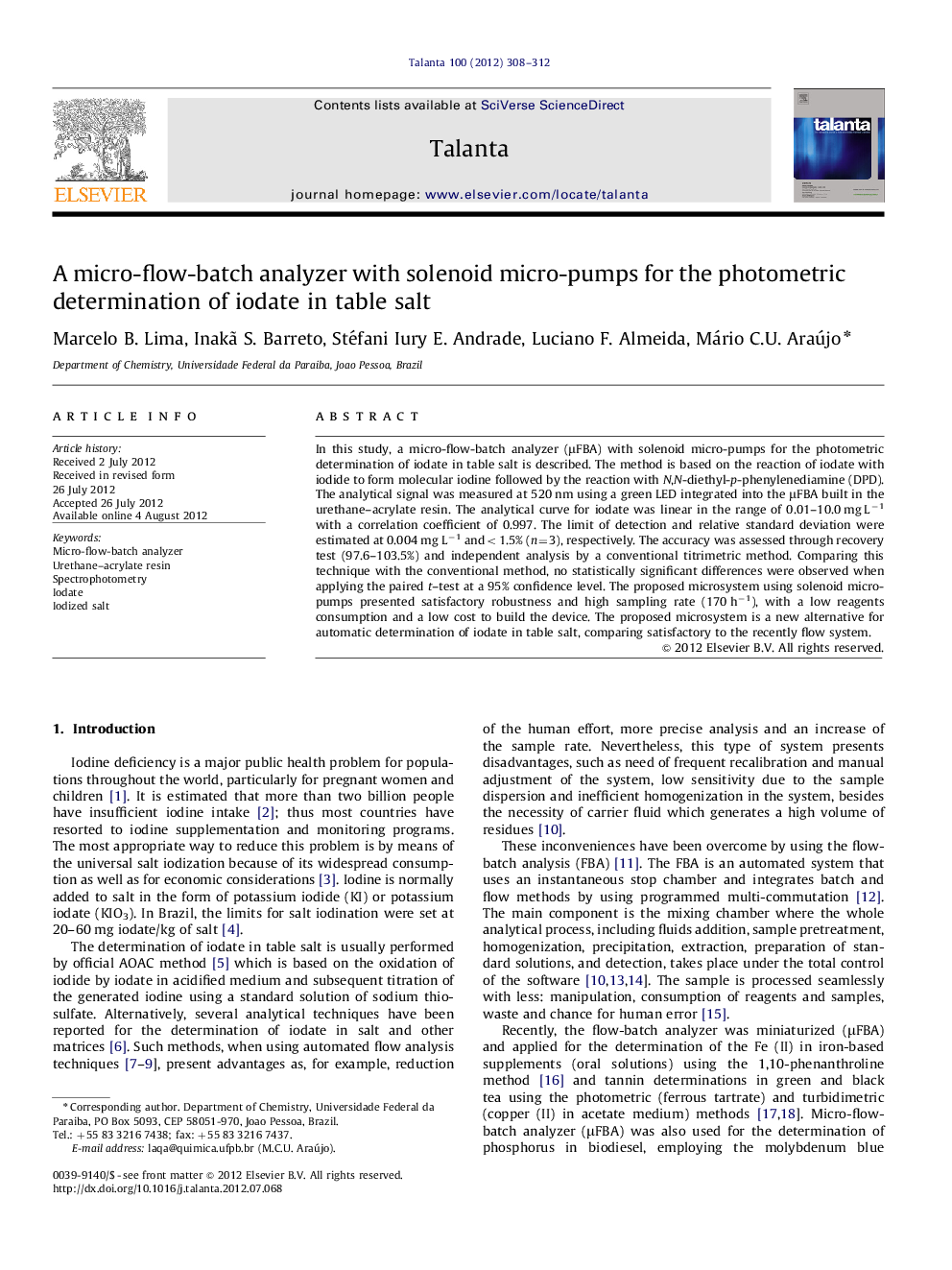 A micro-flow-batch analyzer with solenoid micro-pumps for the photometric determination of iodate in table salt