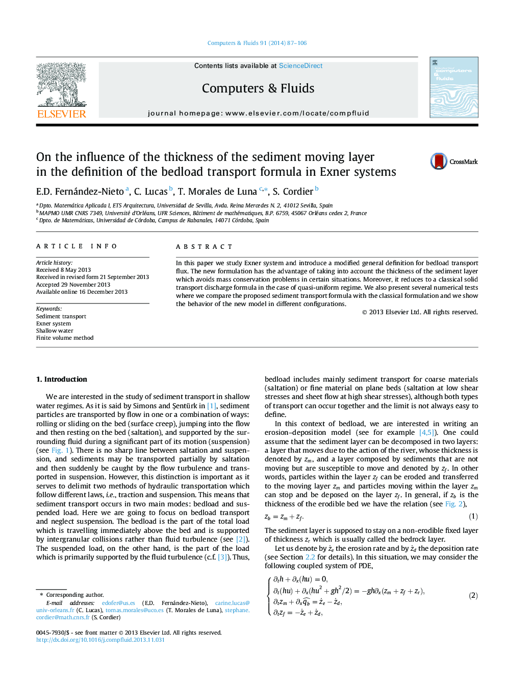 On the influence of the thickness of the sediment moving layer in the definition of the bedload transport formula in Exner systems