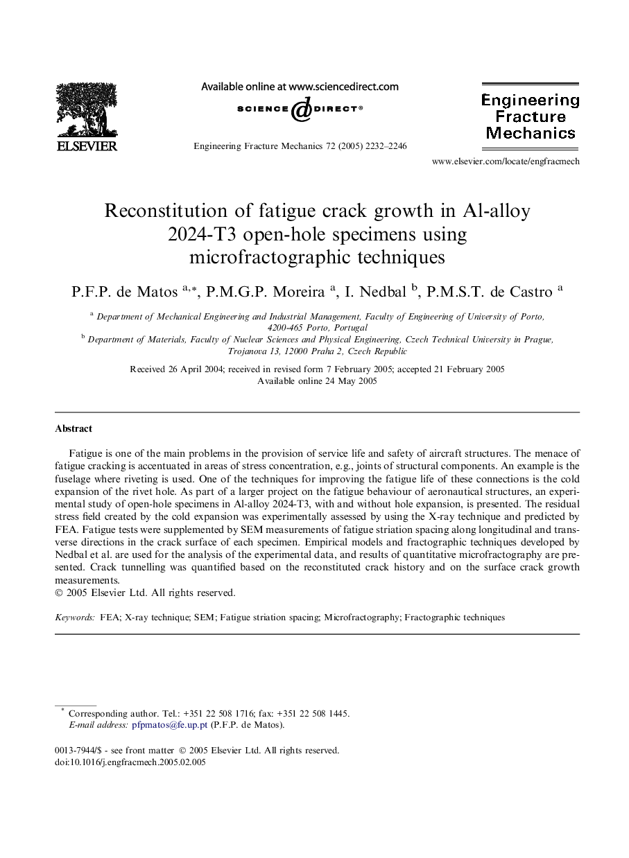 Reconstitution of fatigue crack growth in Al-alloy 2024-T3 open-hole specimens using microfractographic techniques