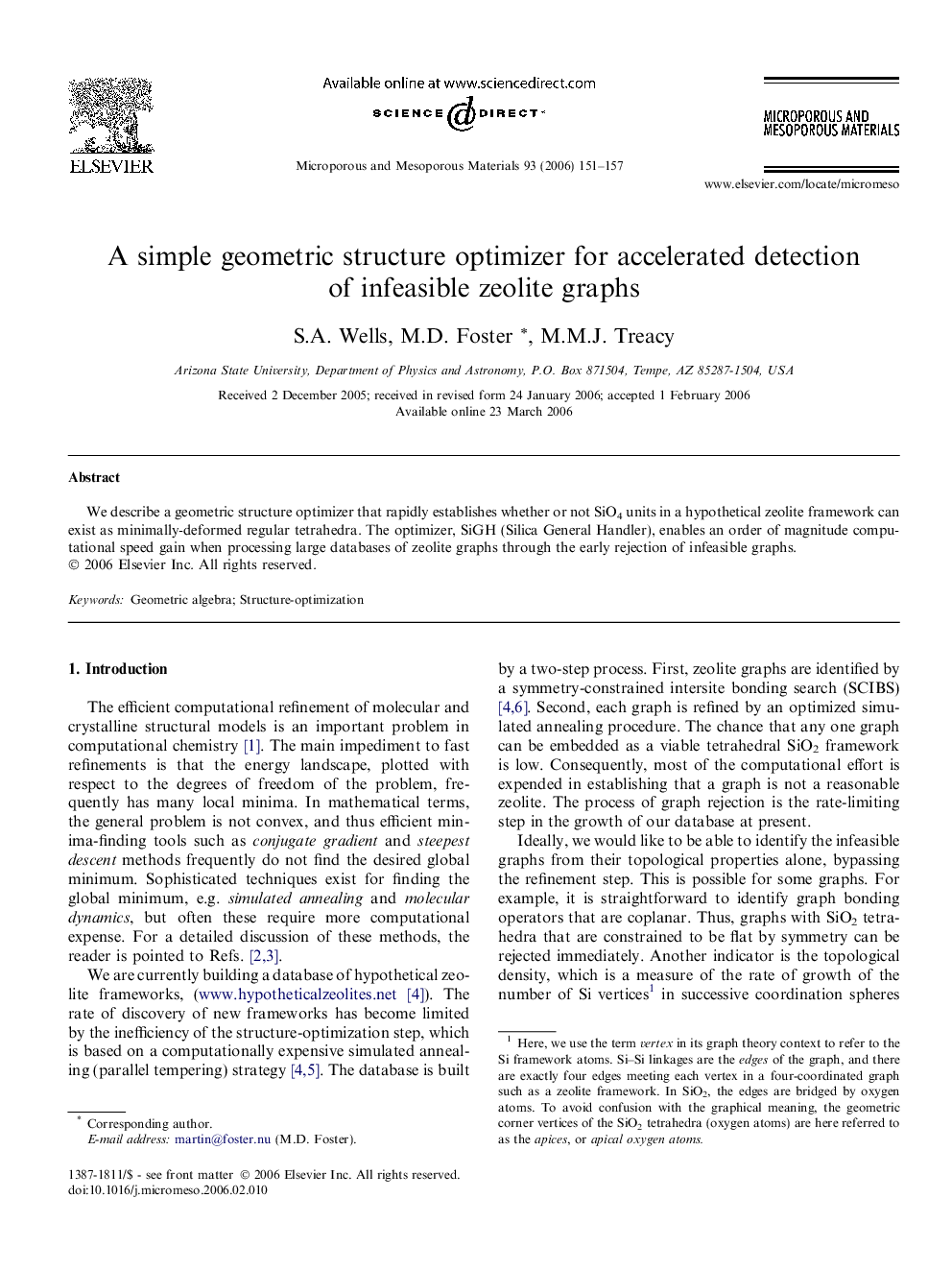 A simple geometric structure optimizer for accelerated detection of infeasible zeolite graphs