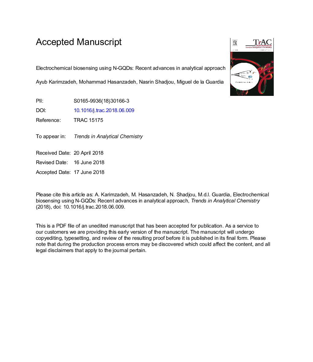 Electrochemical biosensing using N-GQDs: Recent advances in analytical approach