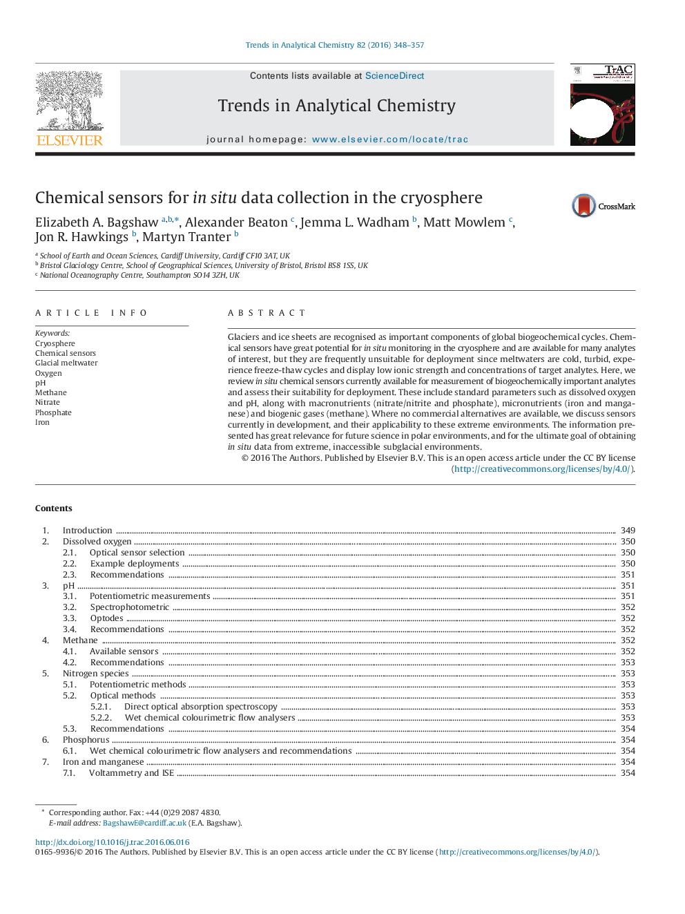 عکس صفحه اول مقاله: Chemical sensors for in situ data collection in the cryosphere Chemical sensors for in situ data collection in the cryosphere