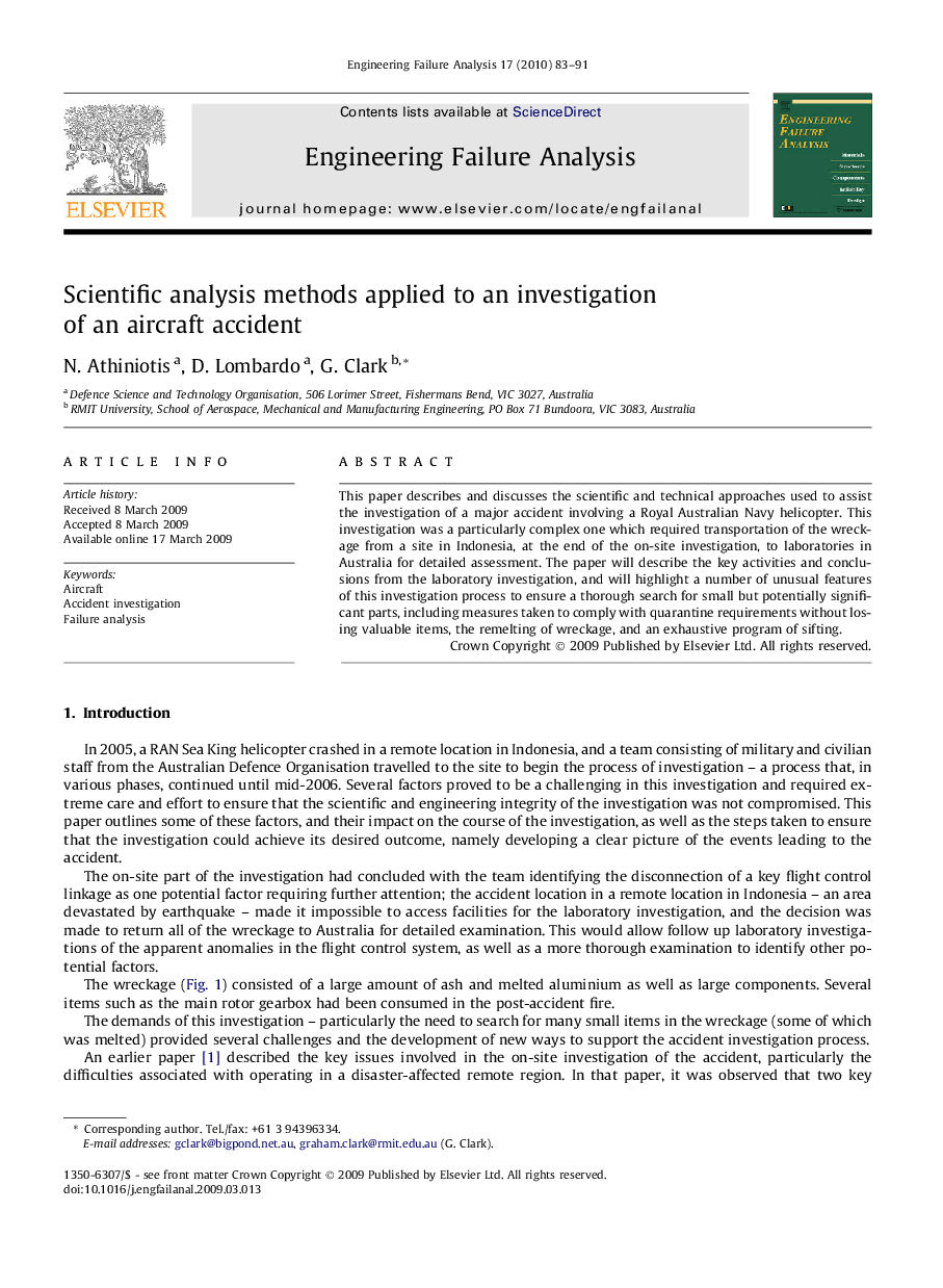 Scientific analysis methods applied to an investigation of an aircraft accident