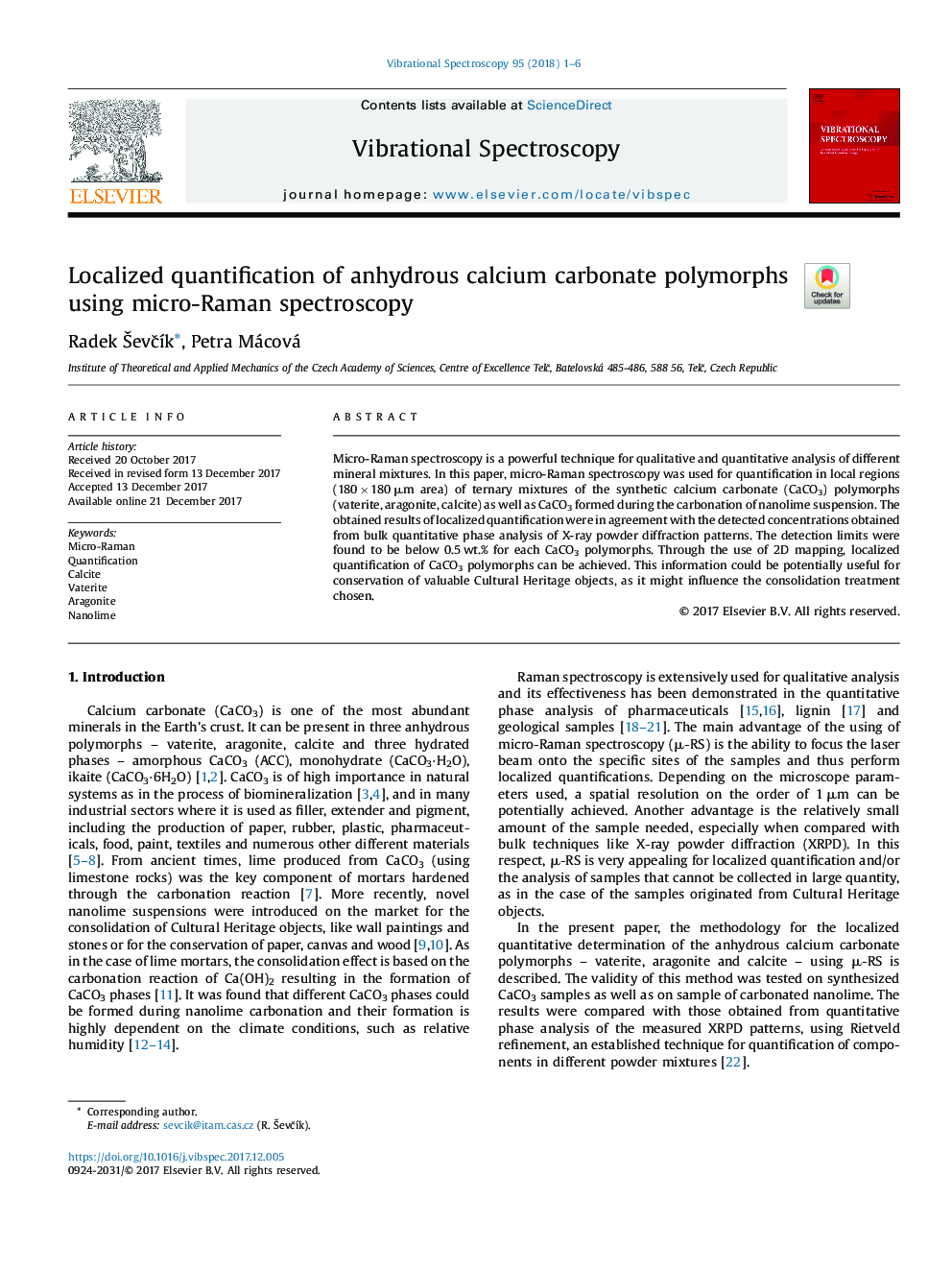 Localized quantification of anhydrous calcium carbonate polymorphs using micro-Raman spectroscopy