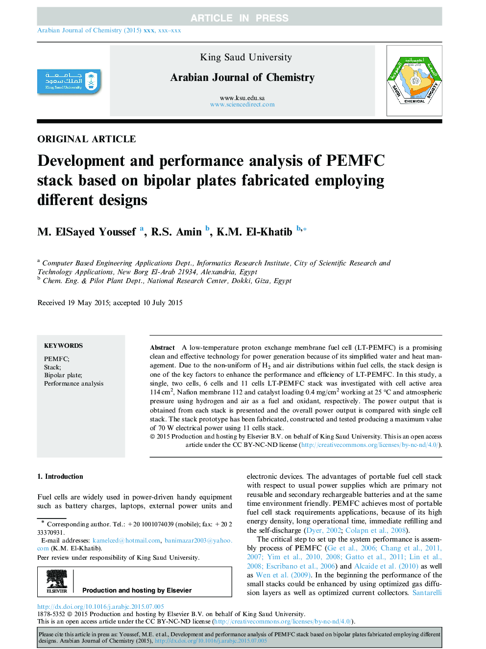 Development and performance analysis of PEMFC stack based on bipolar plates fabricated employing different designs
