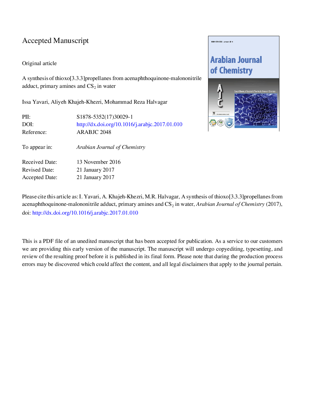 A synthesis of thioxo[3.3.3]propellanes from acenaphthoquinone-malononitrile adduct, primary amines and CS2 in water