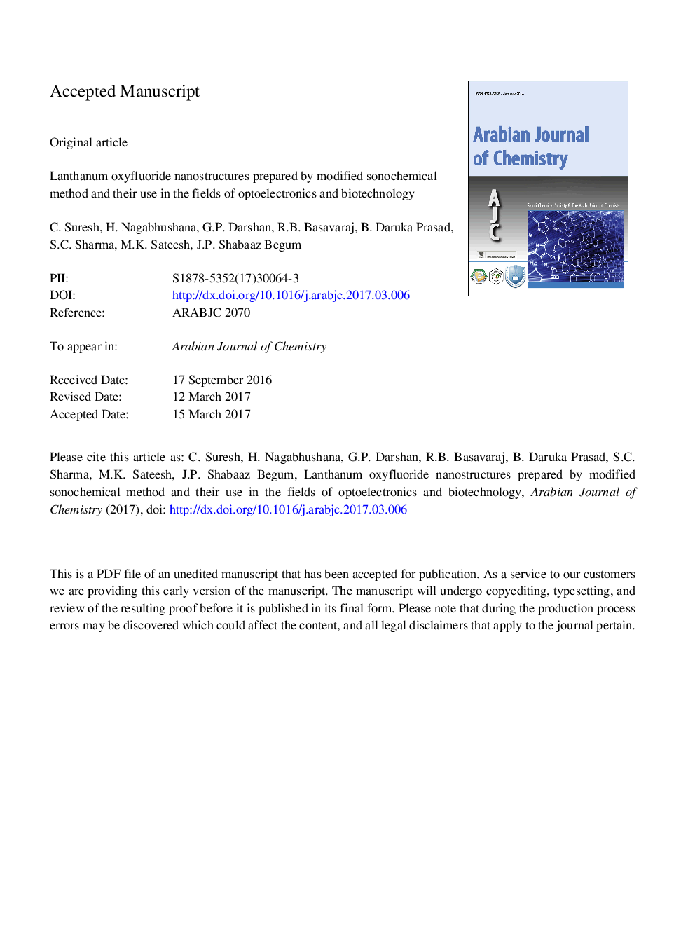 Lanthanum oxyfluoride nanostructures prepared by modified sonochemical method and their use in the fields of optoelectronics and biotechnology