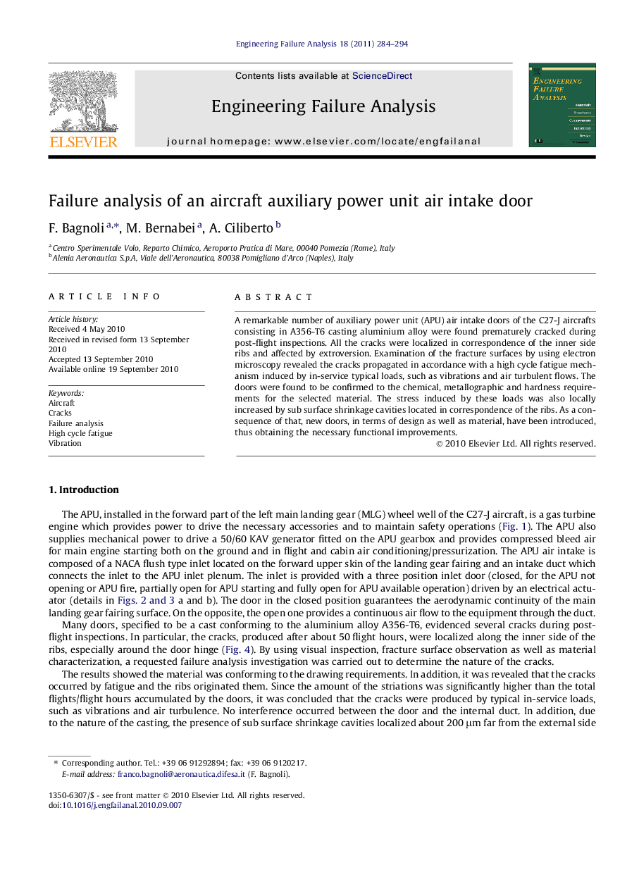 Failure analysis of an aircraft auxiliary power unit air intake door