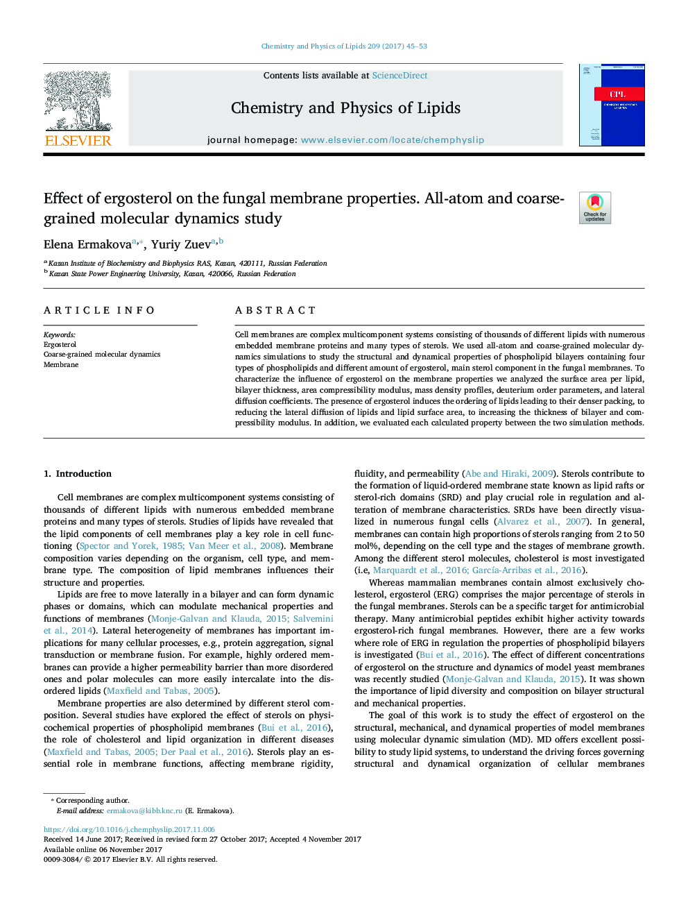 Effect of ergosterol on the fungal membrane properties. All-atom and coarse-grained molecular dynamics study