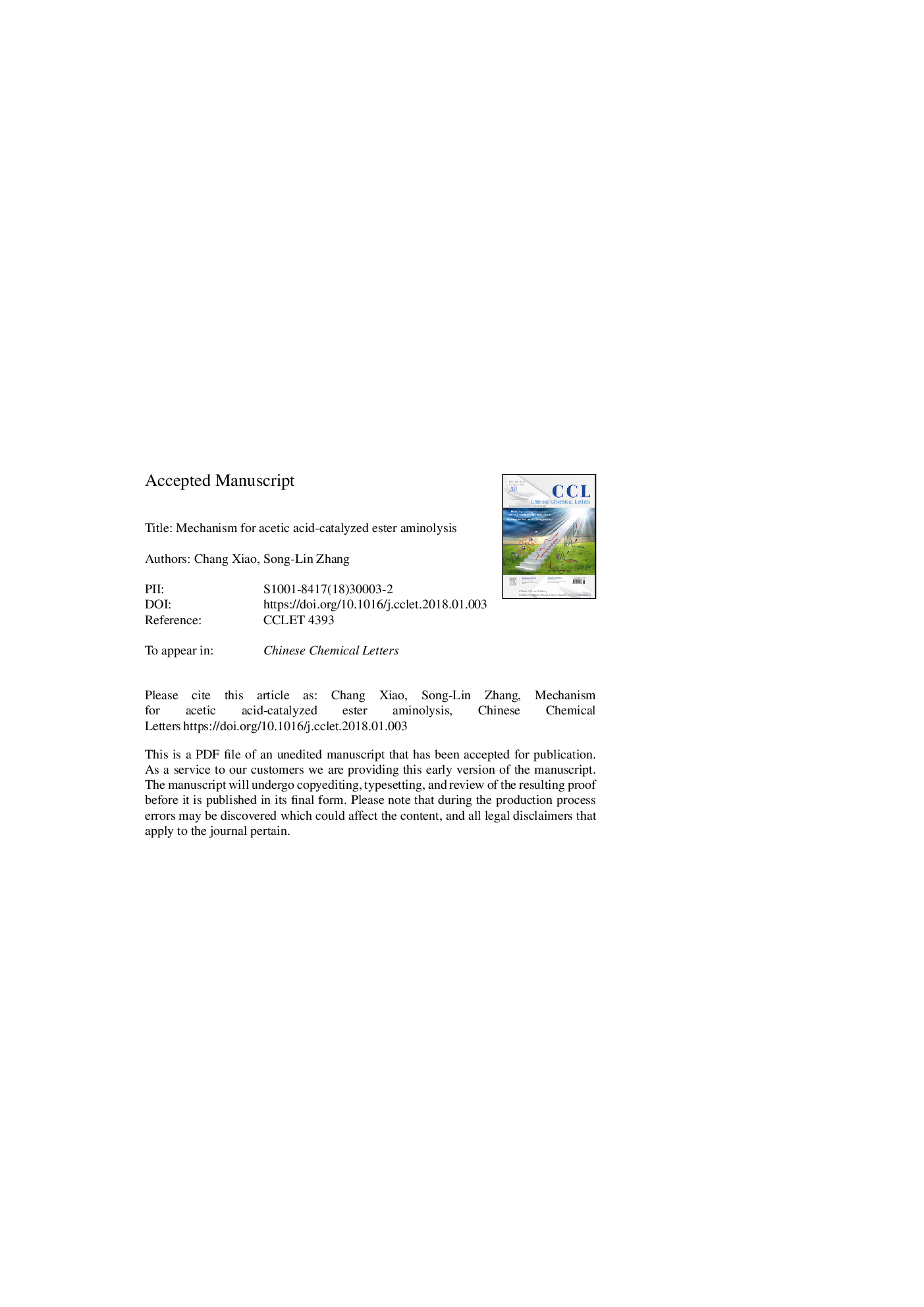 Mechanism for acetic acid-catalyzed ester aminolysis