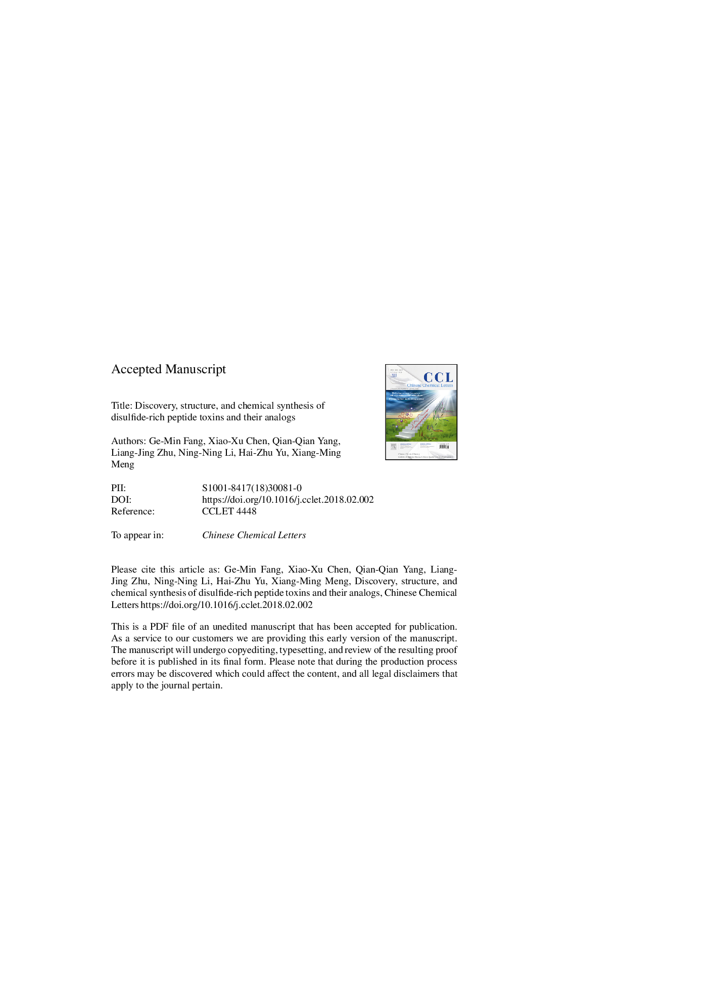 Discovery, structure, and chemical synthesis of disulfide-rich peptide toxins and their analogs