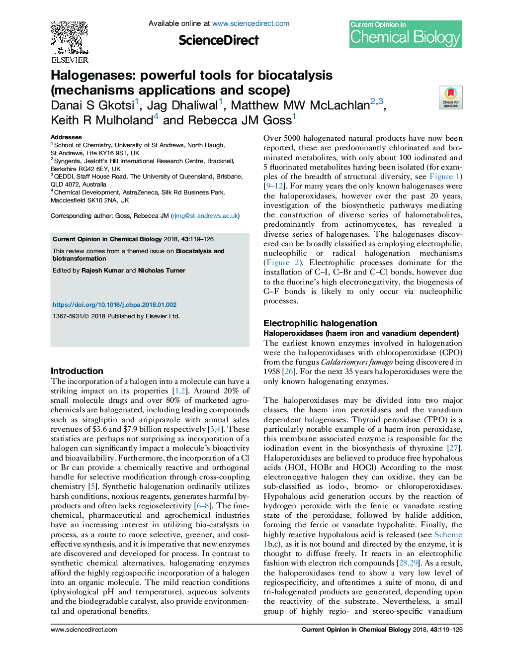 Halogenases: powerful tools for biocatalysis (mechanisms applications and scope)