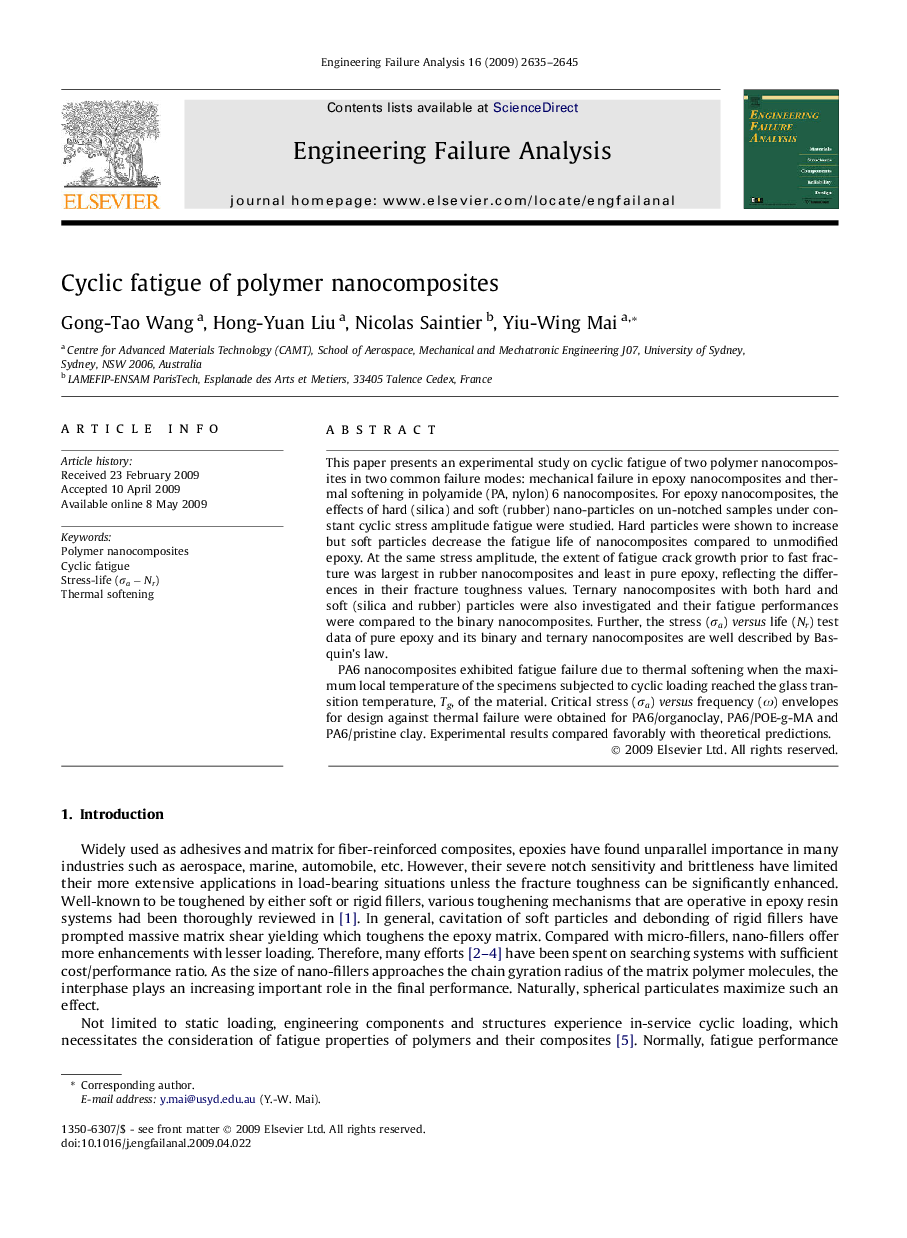 Cyclic fatigue of polymer nanocomposites