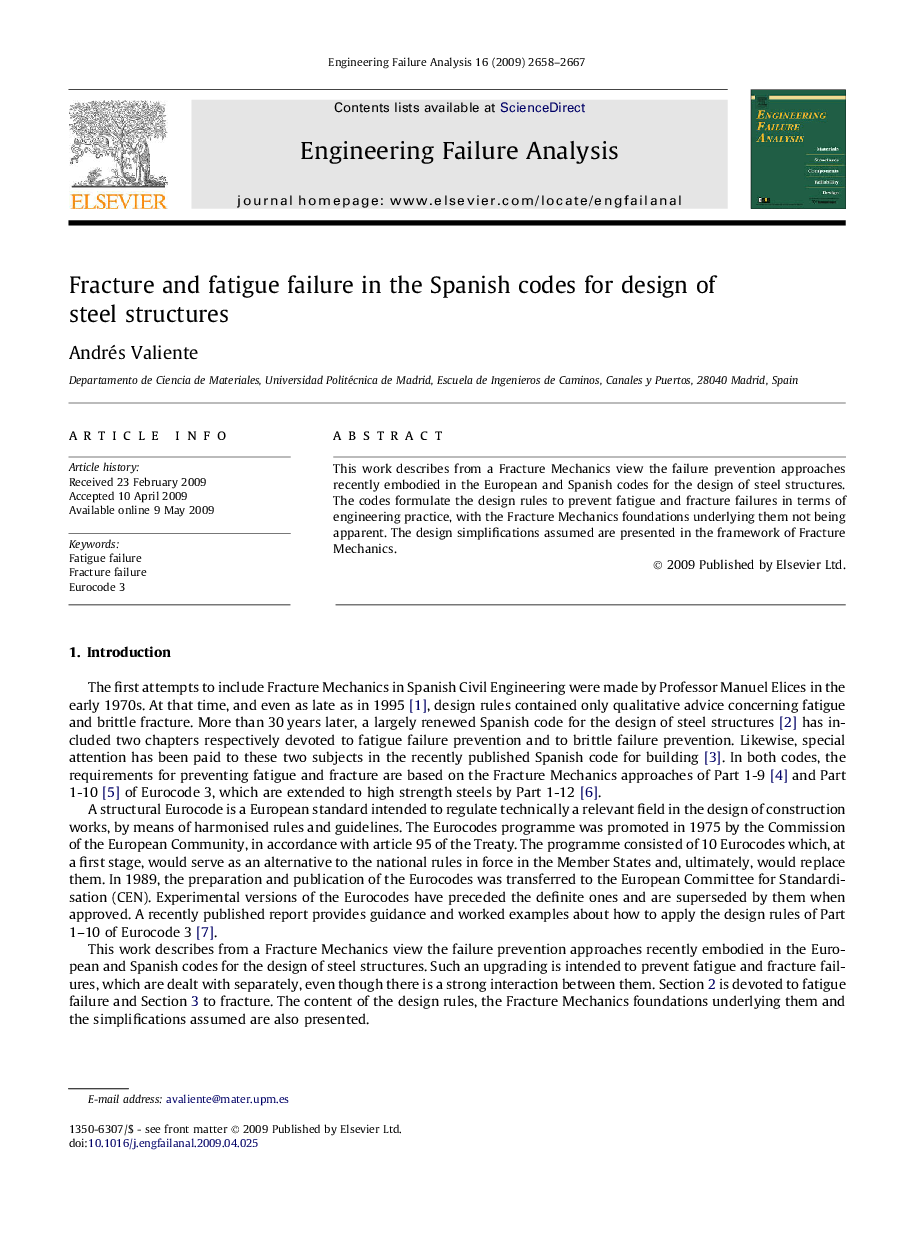 Fracture and fatigue failure in the Spanish codes for design of steel structures