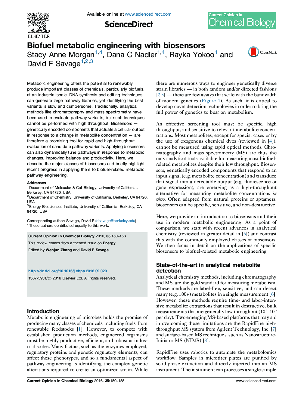 Biofuel metabolic engineering with biosensors