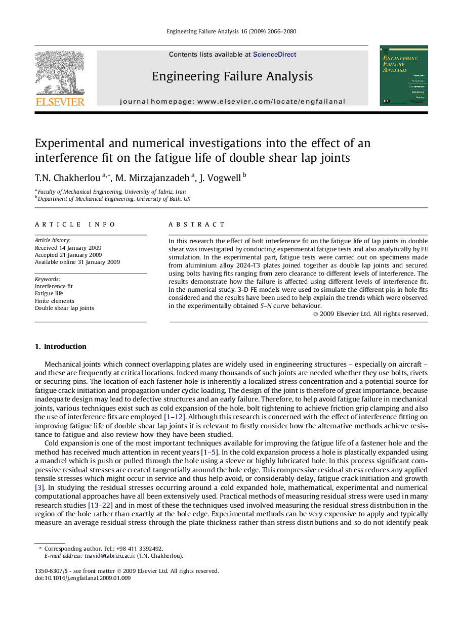 Experimental and numerical investigations into the effect of an interference fit on the fatigue life of double shear lap joints